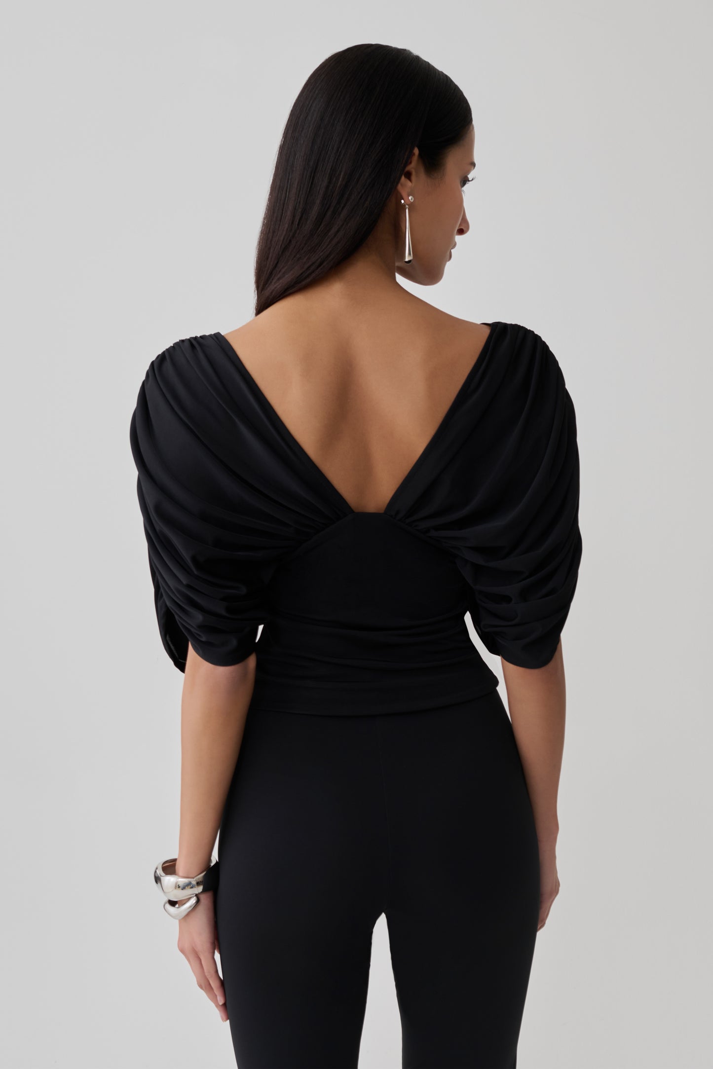 Aerin Gathered Bodice Top - Black