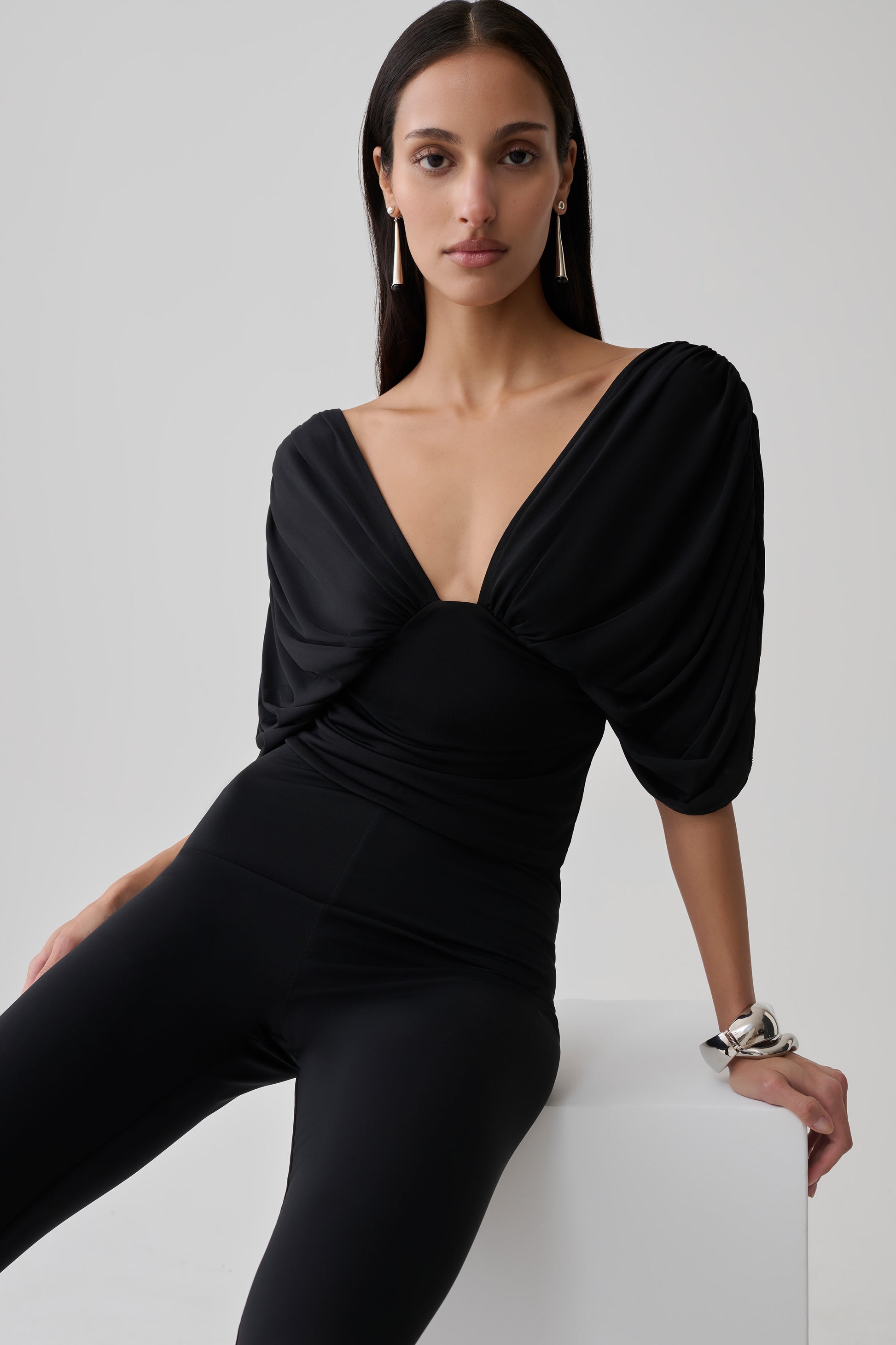 Aerin Gathered Bodice Top - Black #4