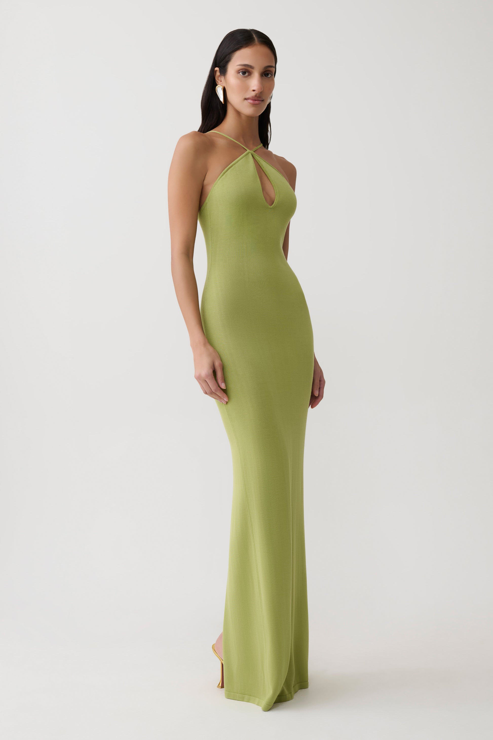 Ashtin Cross Front Knit Maxi Dress - Olive #5