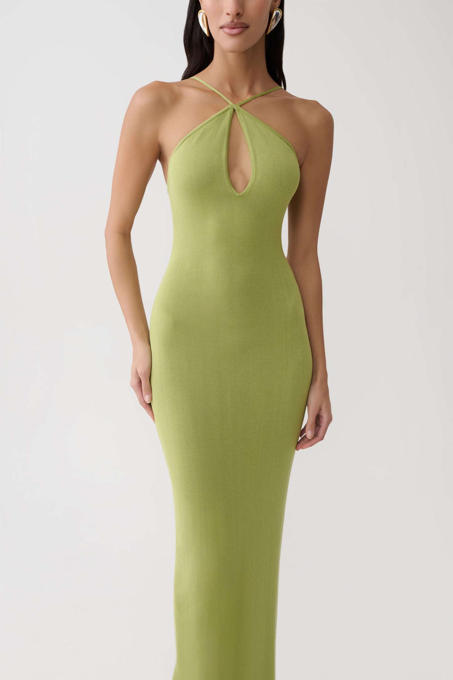 Ashtin Cross Front Knit Maxi Dress - Olive