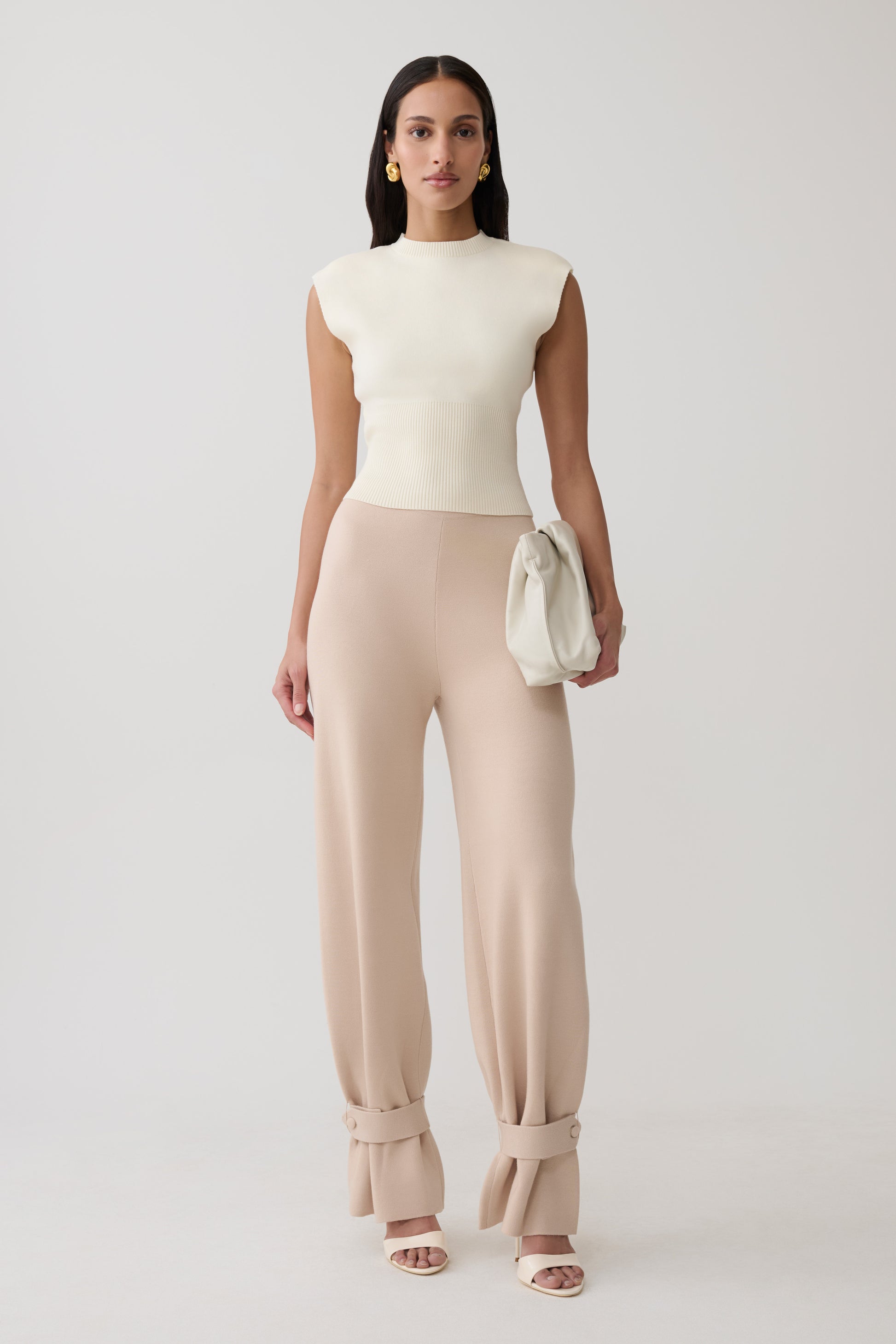 Blaine Knit Cuffed Wide Leg Pants - Oat Marle #3