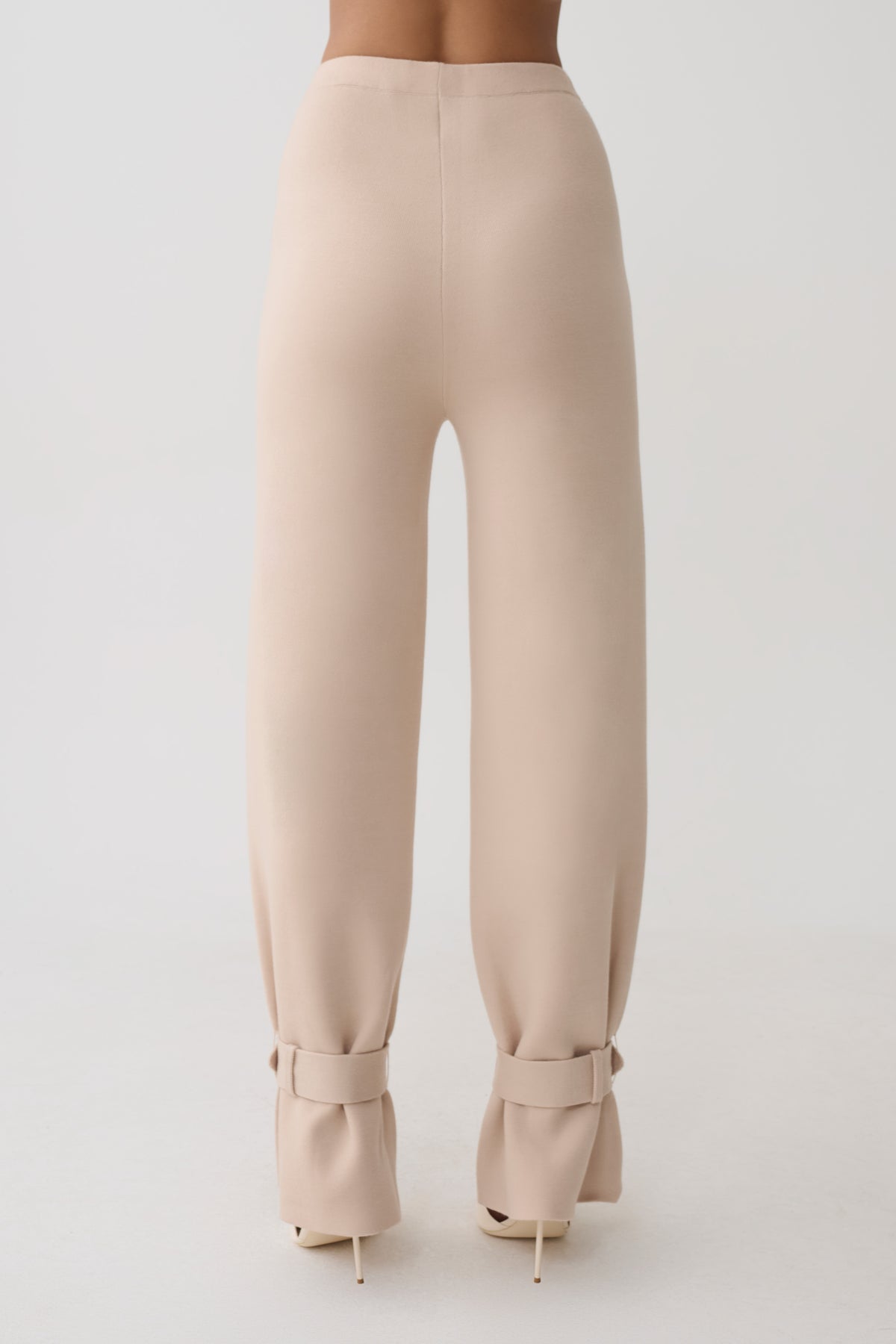 Blaine Knit Cuffed Wide Leg Pants - Oat Marle