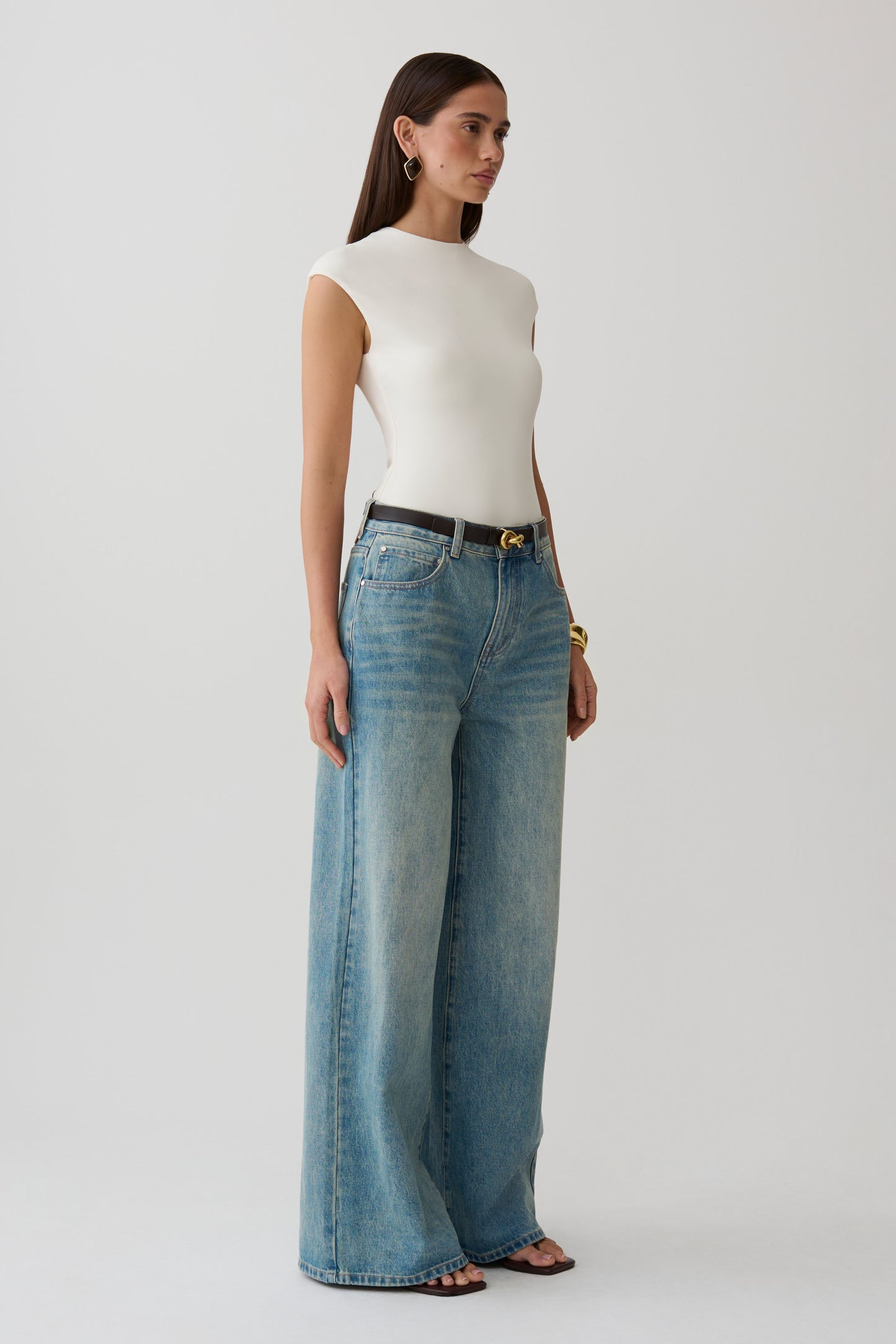 Chai Peached Jersey High Neck Top - Ivory