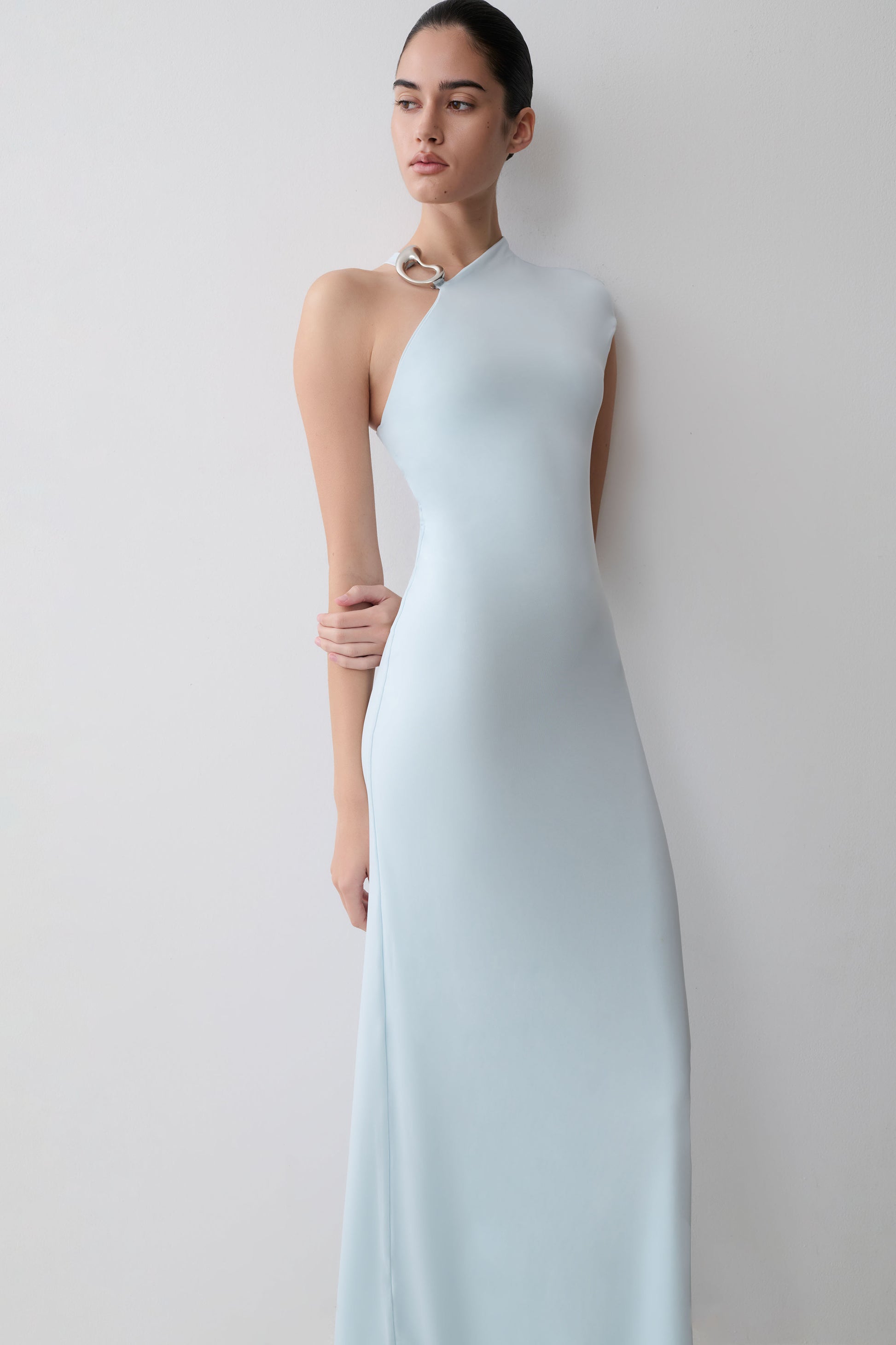Oden Slinky Maxi Dress With Hardware - Sky Blue #3