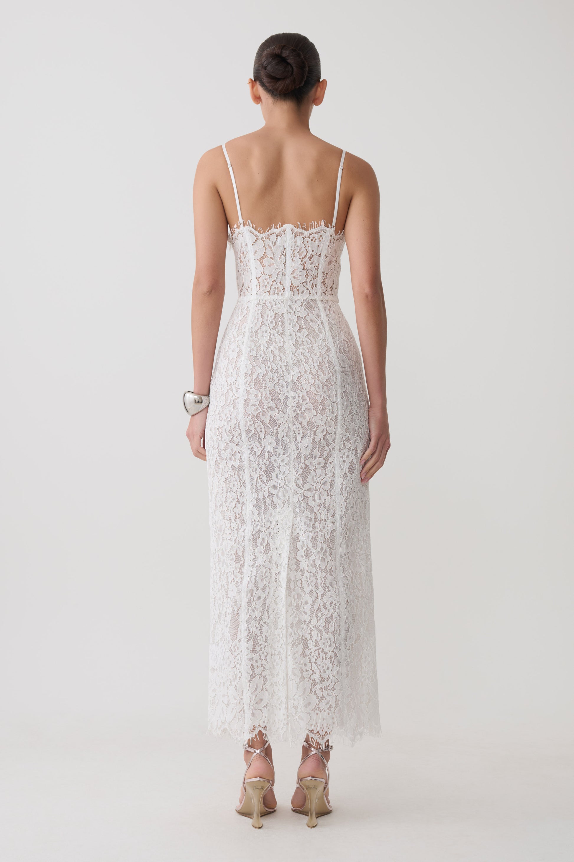 Ottilie Lace And Mesh Midi Dress - White #2