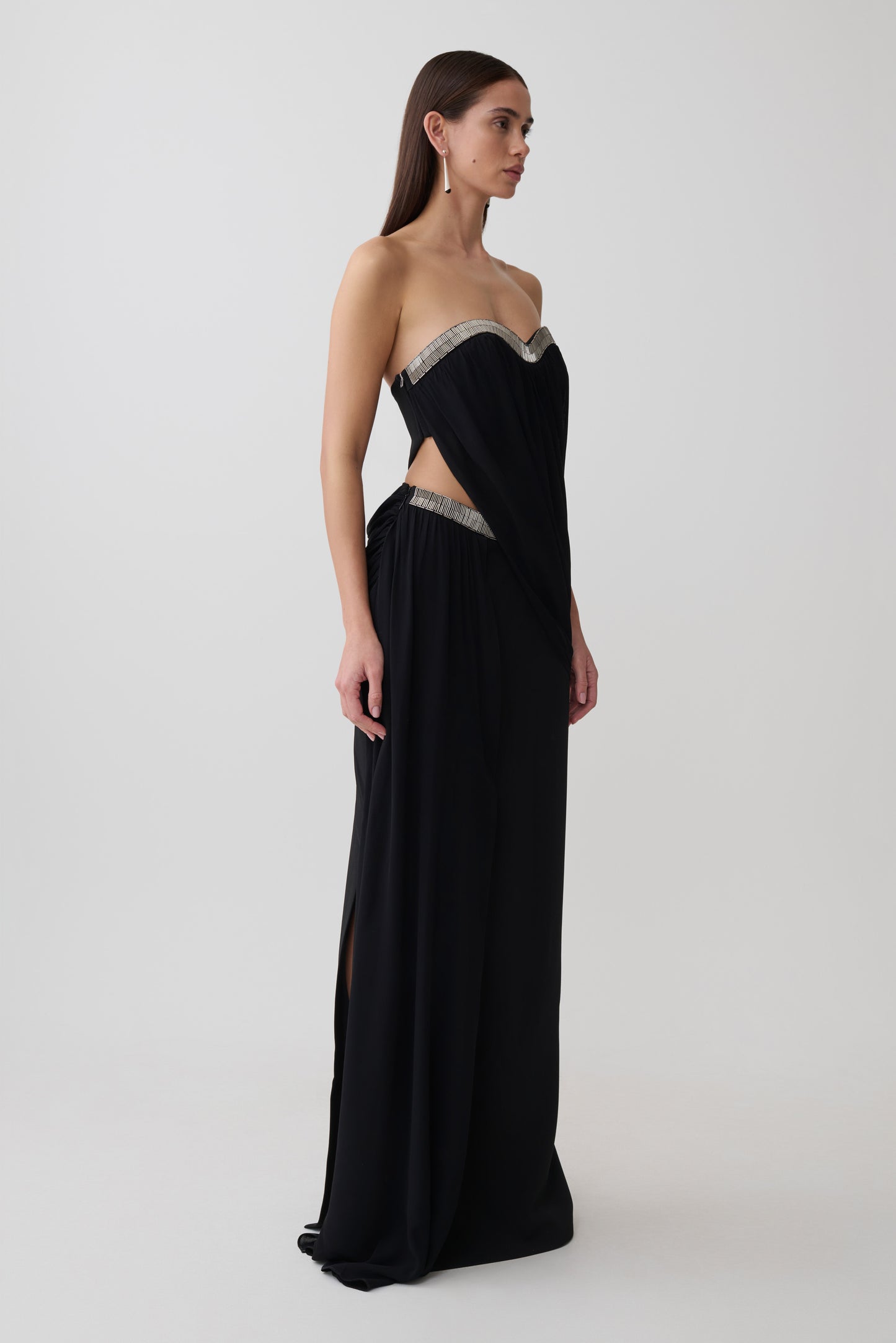 Valerie Chiffon Strapless Maxi Dress - Black