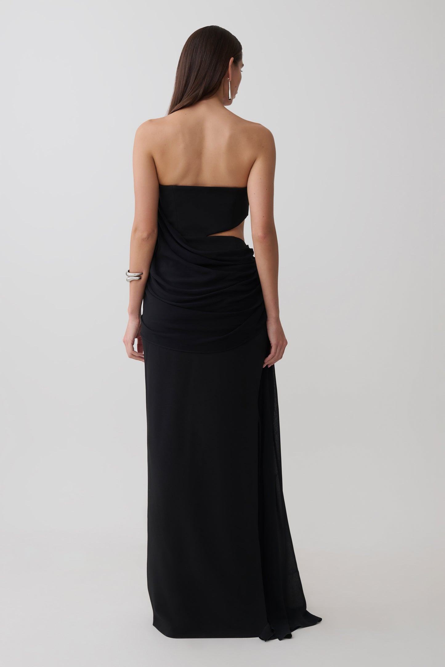 Valerie Chiffon Strapless Maxi Dress - Black