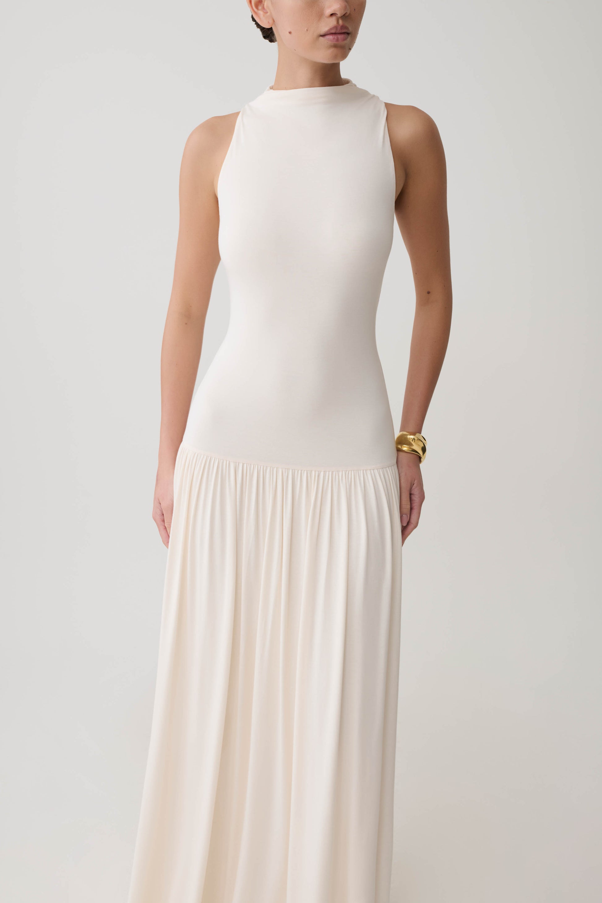Zsela High Neck Modal Maxi Dress - Ivory #9