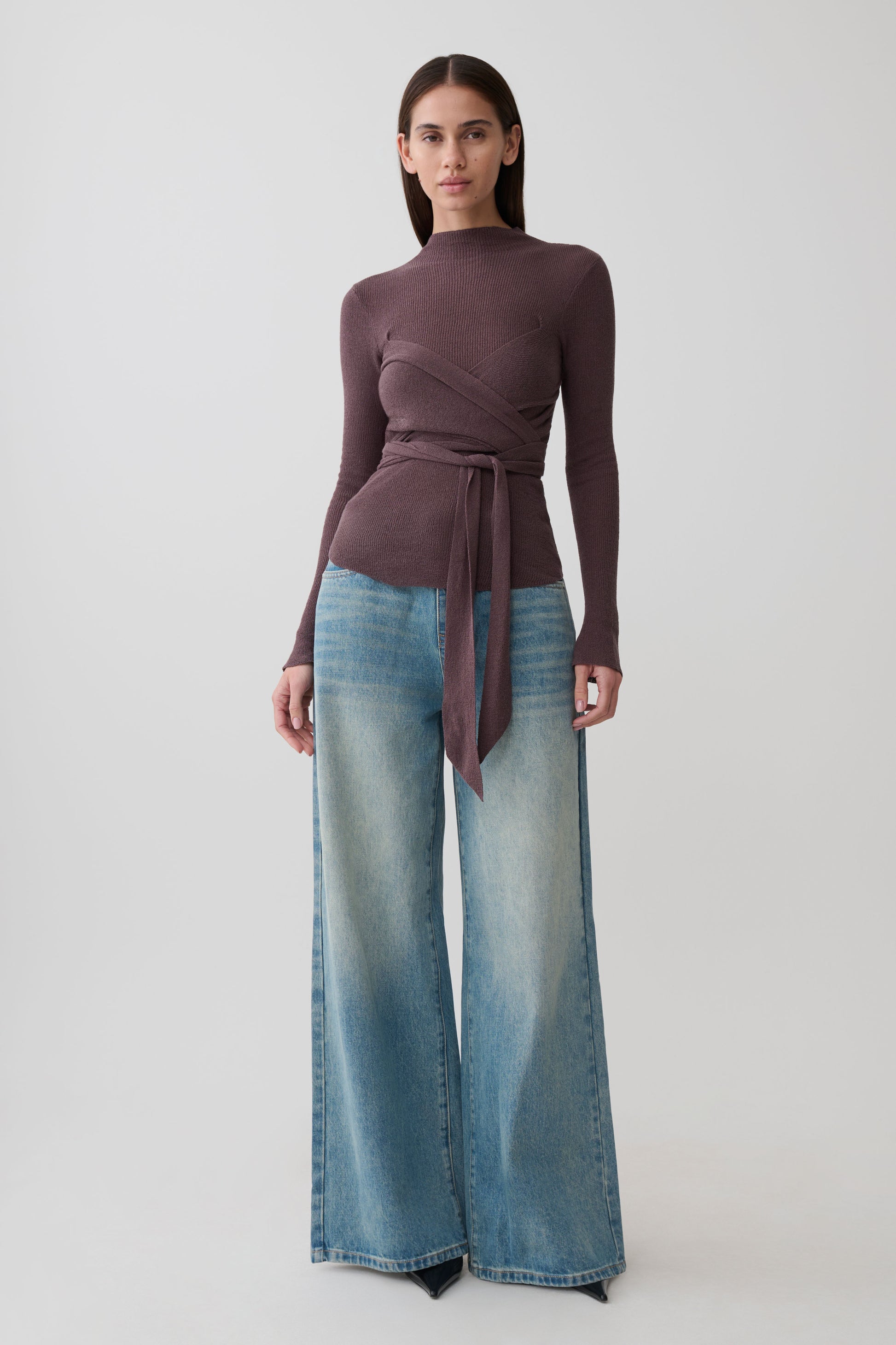 Lawson Wrap Knit Long Sleeve Top - Peppercorn #7