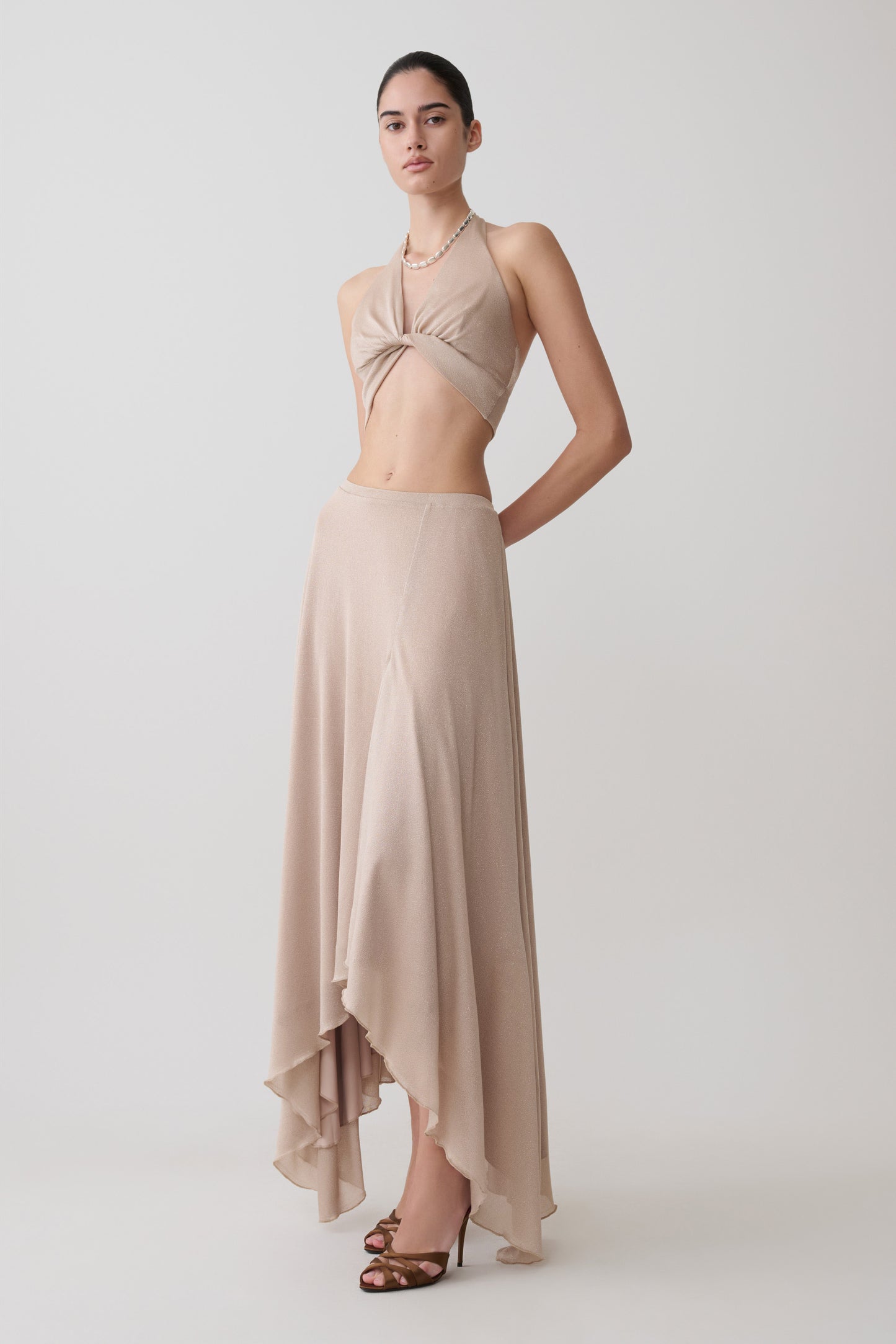 Nola Lurex Maxi Skirt - Gold