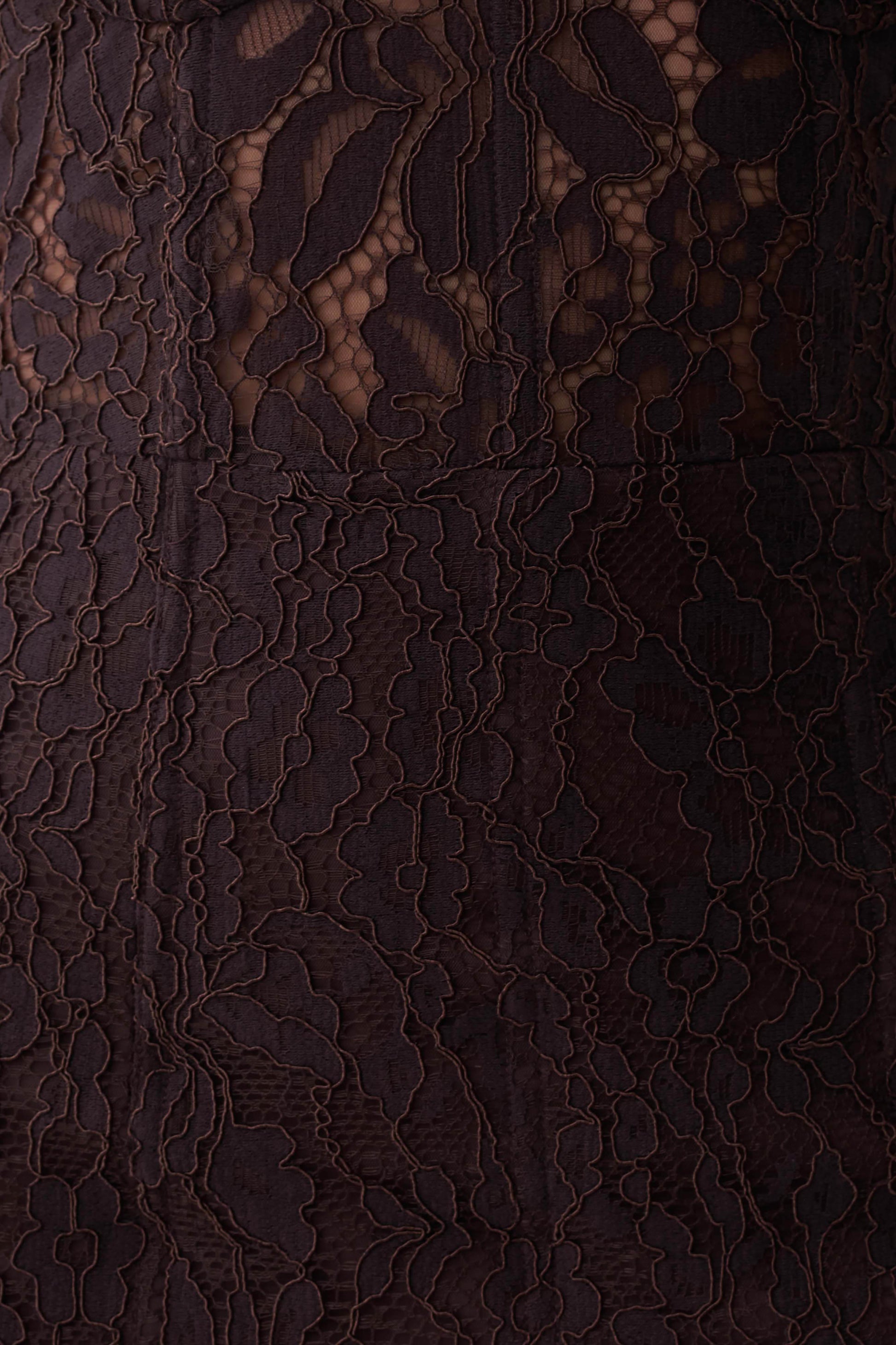 Ottilie Lace And Mesh Midi Dress - Dark Chocolate #7