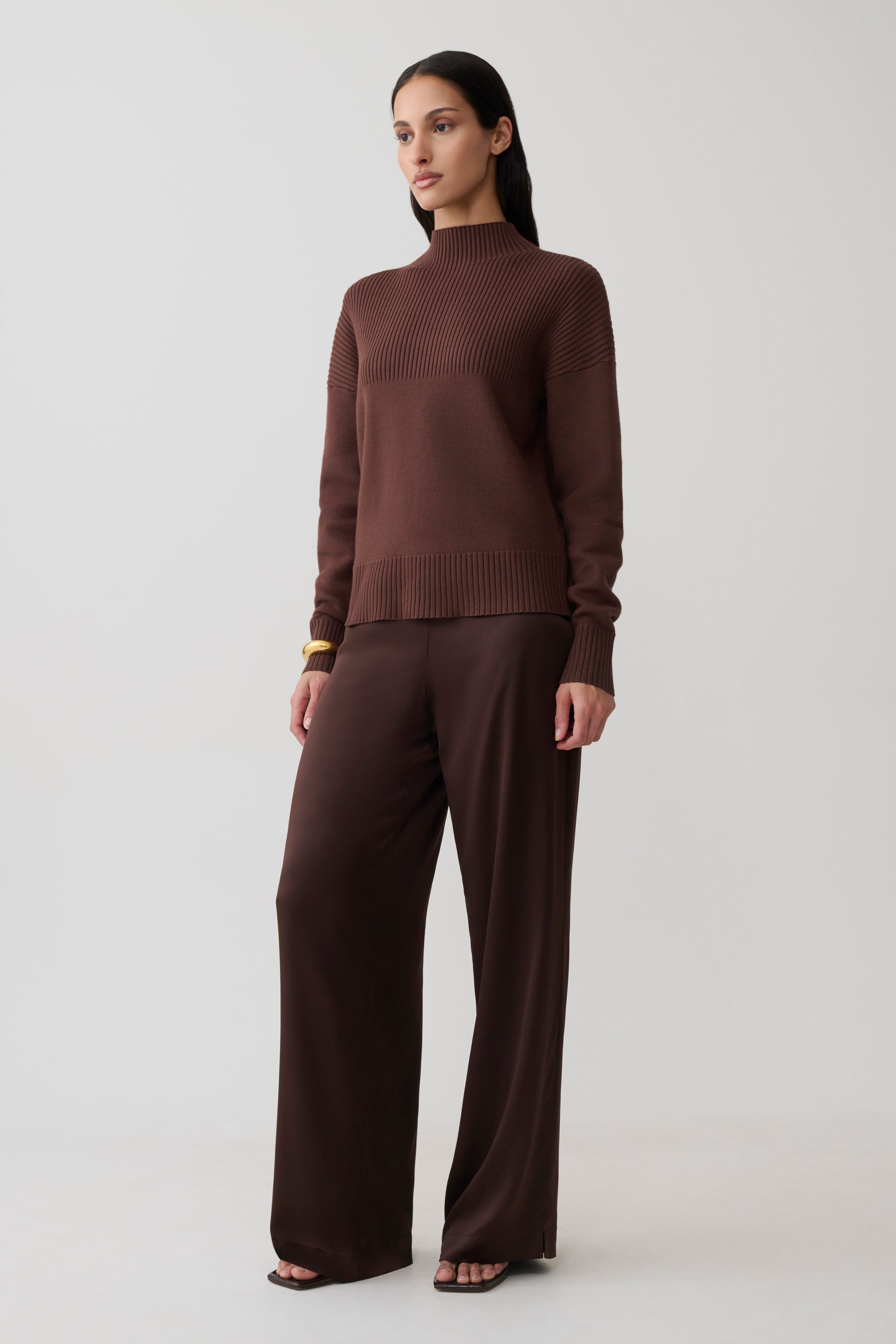 Stanley Ribbed High Neck Jumper - Chocolate #4