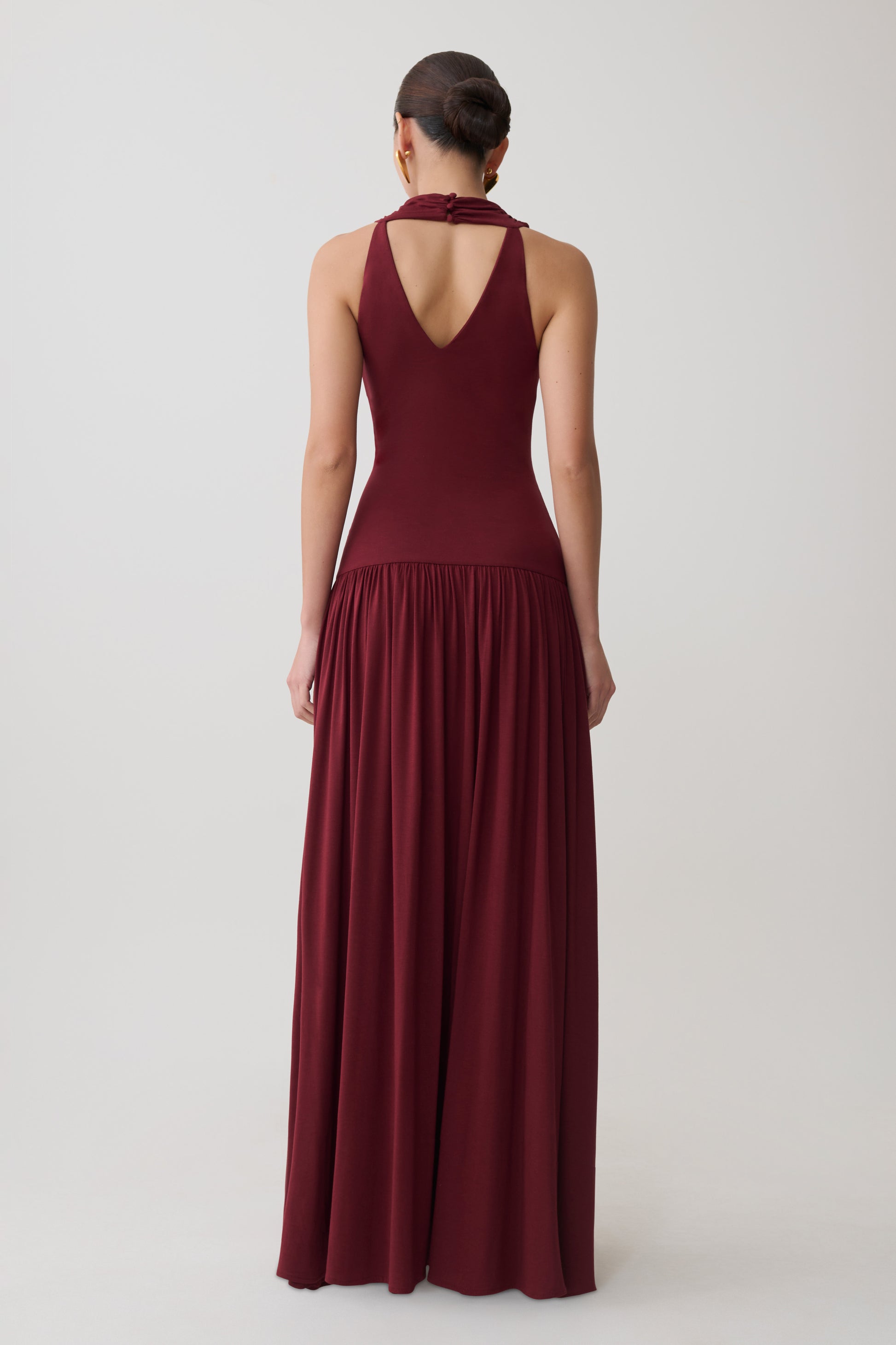 Zsela High Neck Modal Maxi Dress - Wine #2
