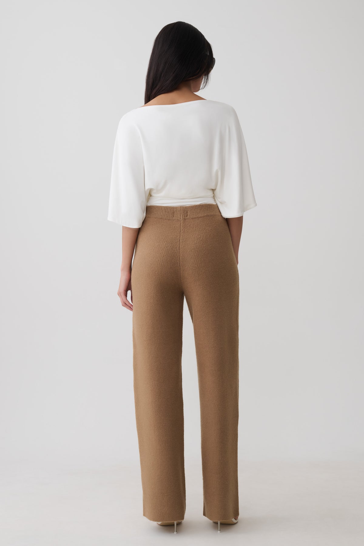 Brittany Pleat Front Knit Pants - Camel