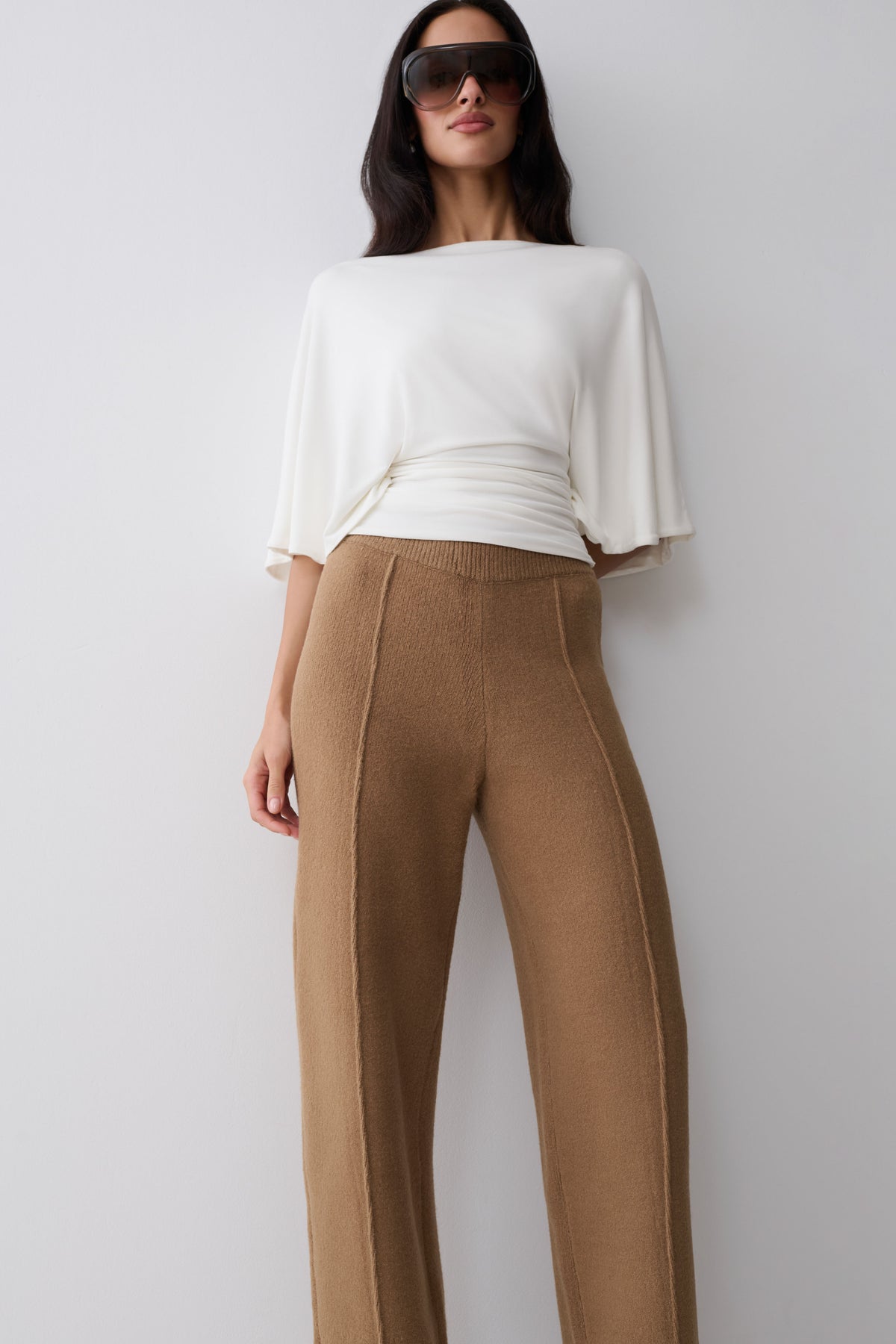 Brittany Pleat Front Knit Pants - Camel #3