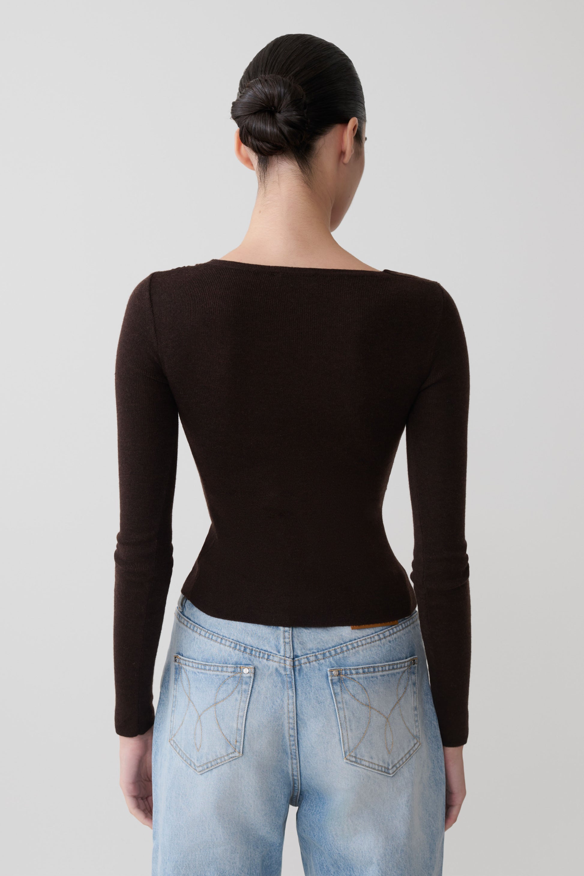 Culver Draped Twist Knit Top - Chocolate #2