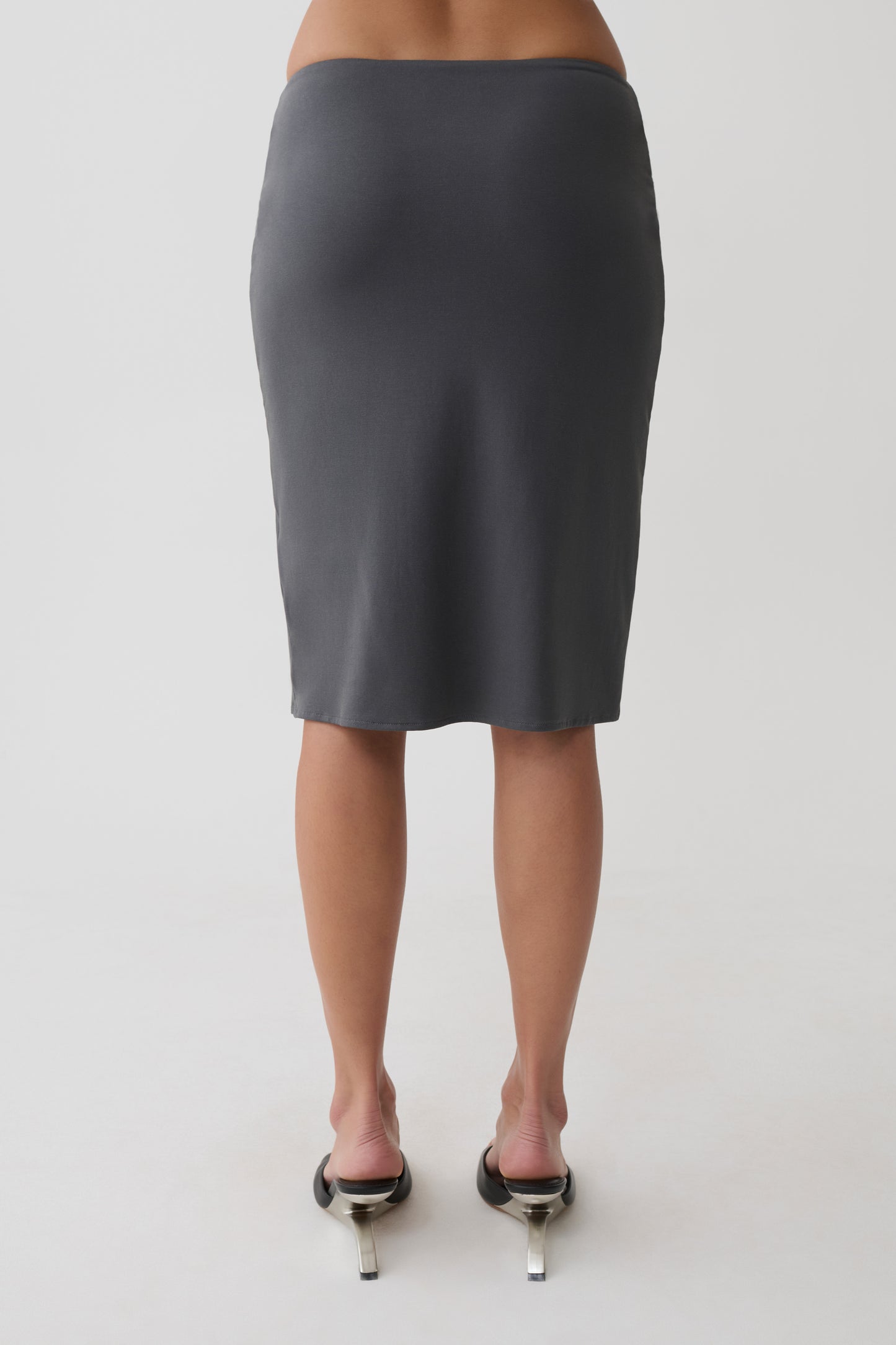 Elio Peached Jersey Midi Skirt - Charcoal