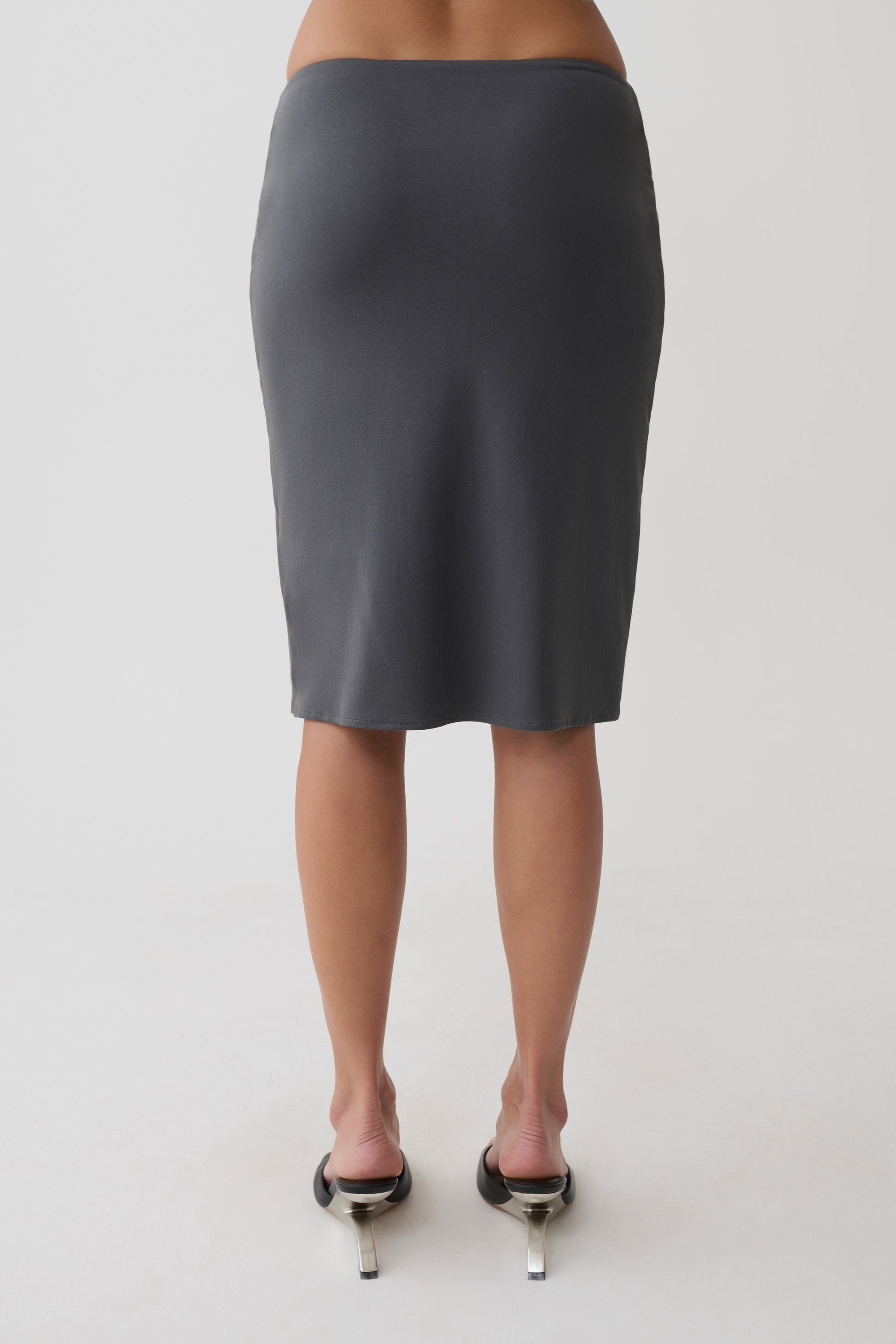 Elio Peached Jersey Midi Skirt - Charcoal #5