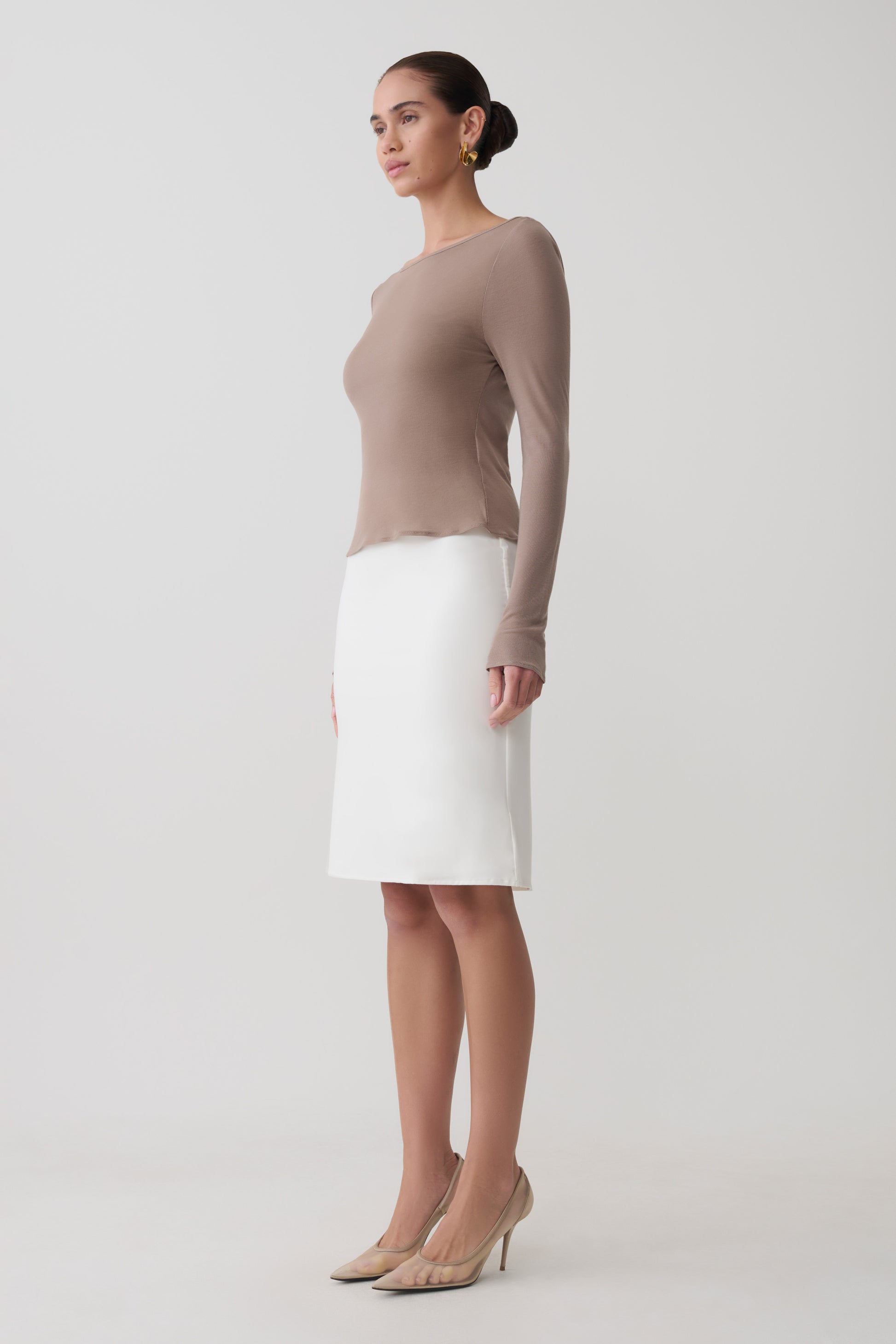 Greer Knee Length Skirt - White #3