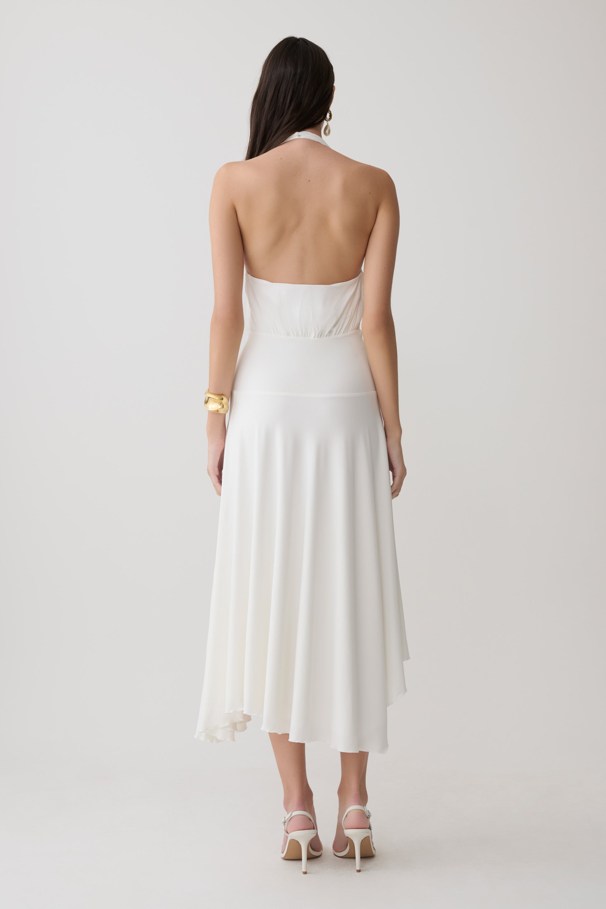 Krish Hankie Halter Midi Dress - White #2