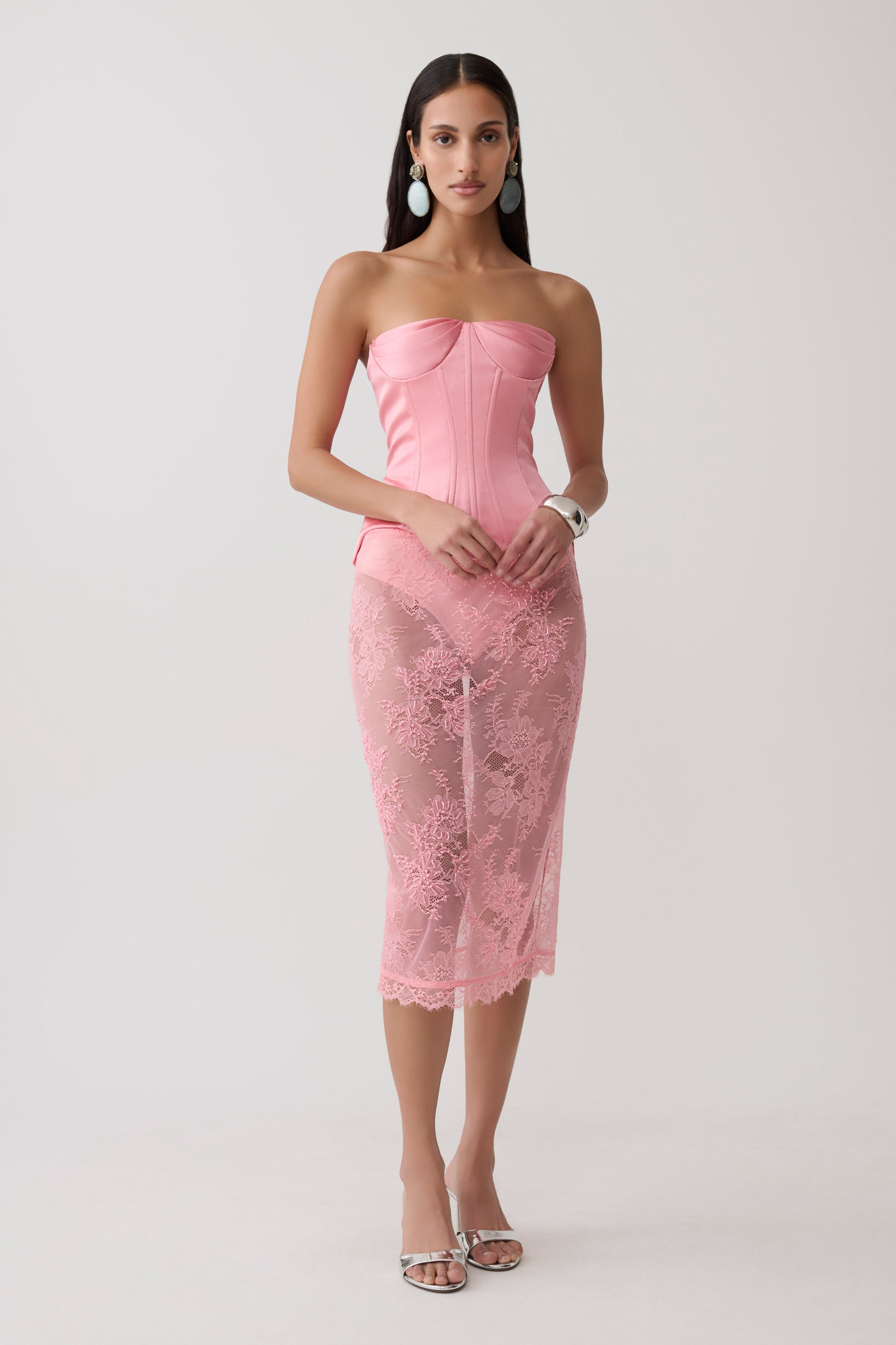 Marcelle Lace Midi Skirt - Pink #7