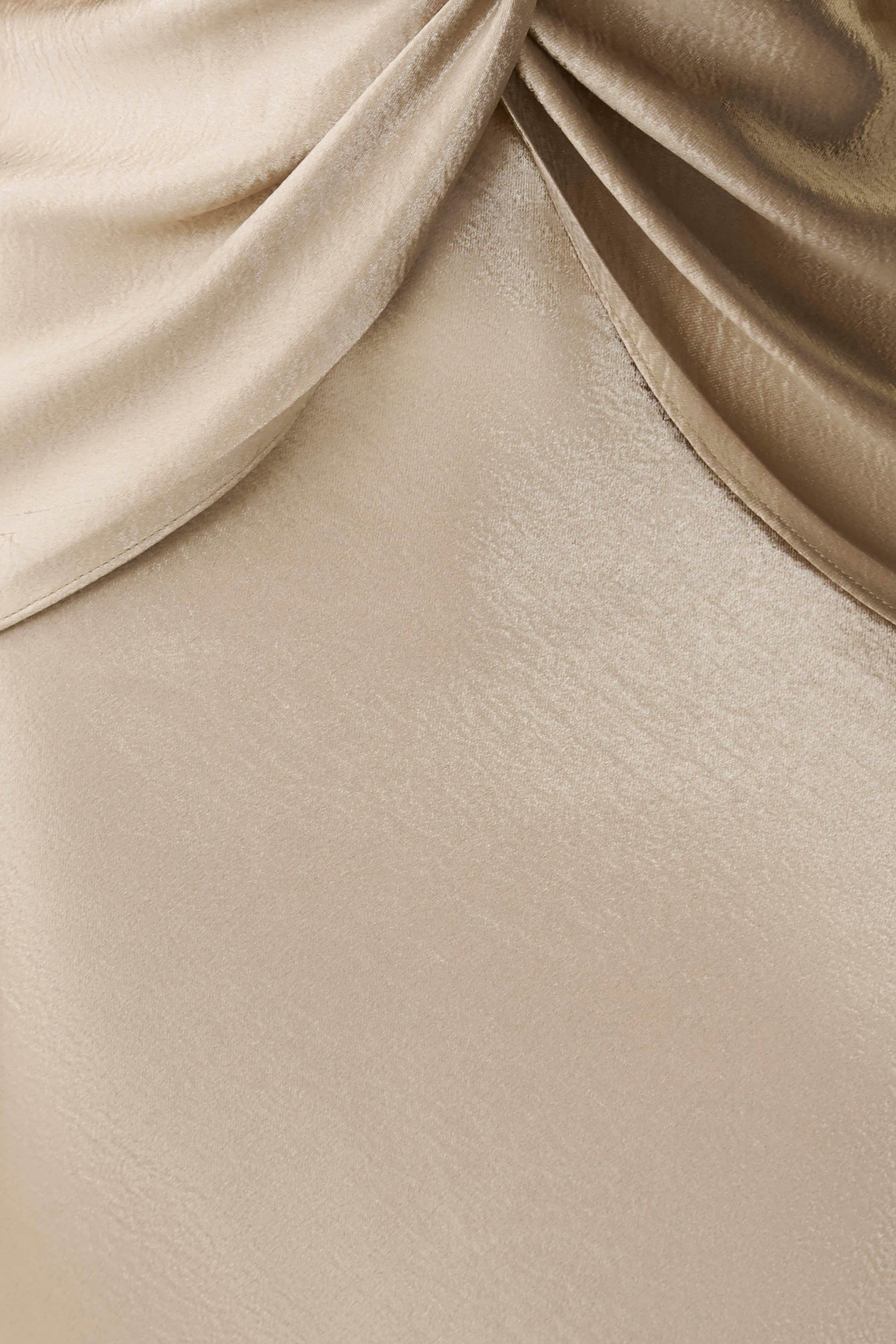 Peyton V neck Satin Maxi Dress - Gold #7