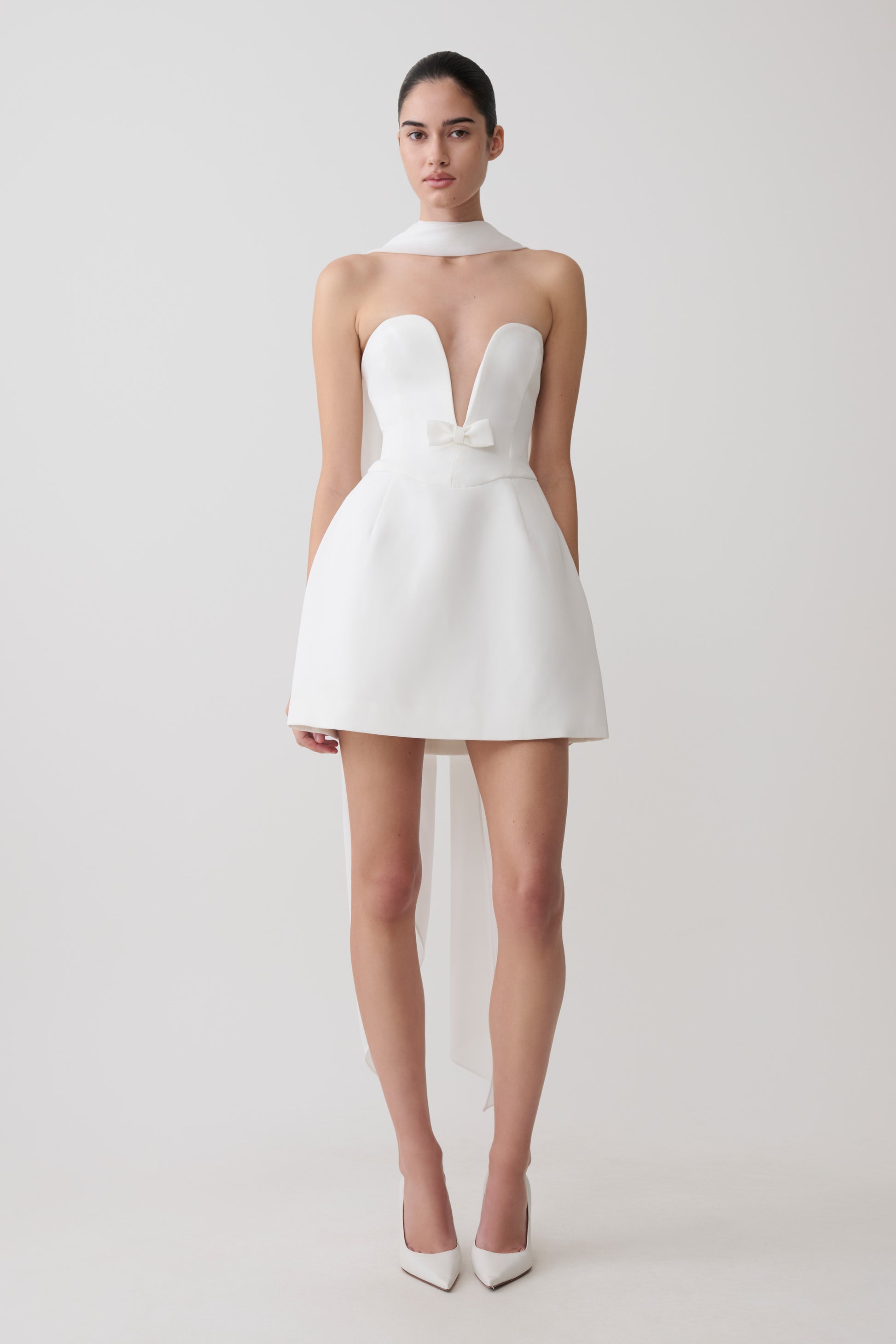 Orellia Strapless Suiting Mini Dress - Ivory #10