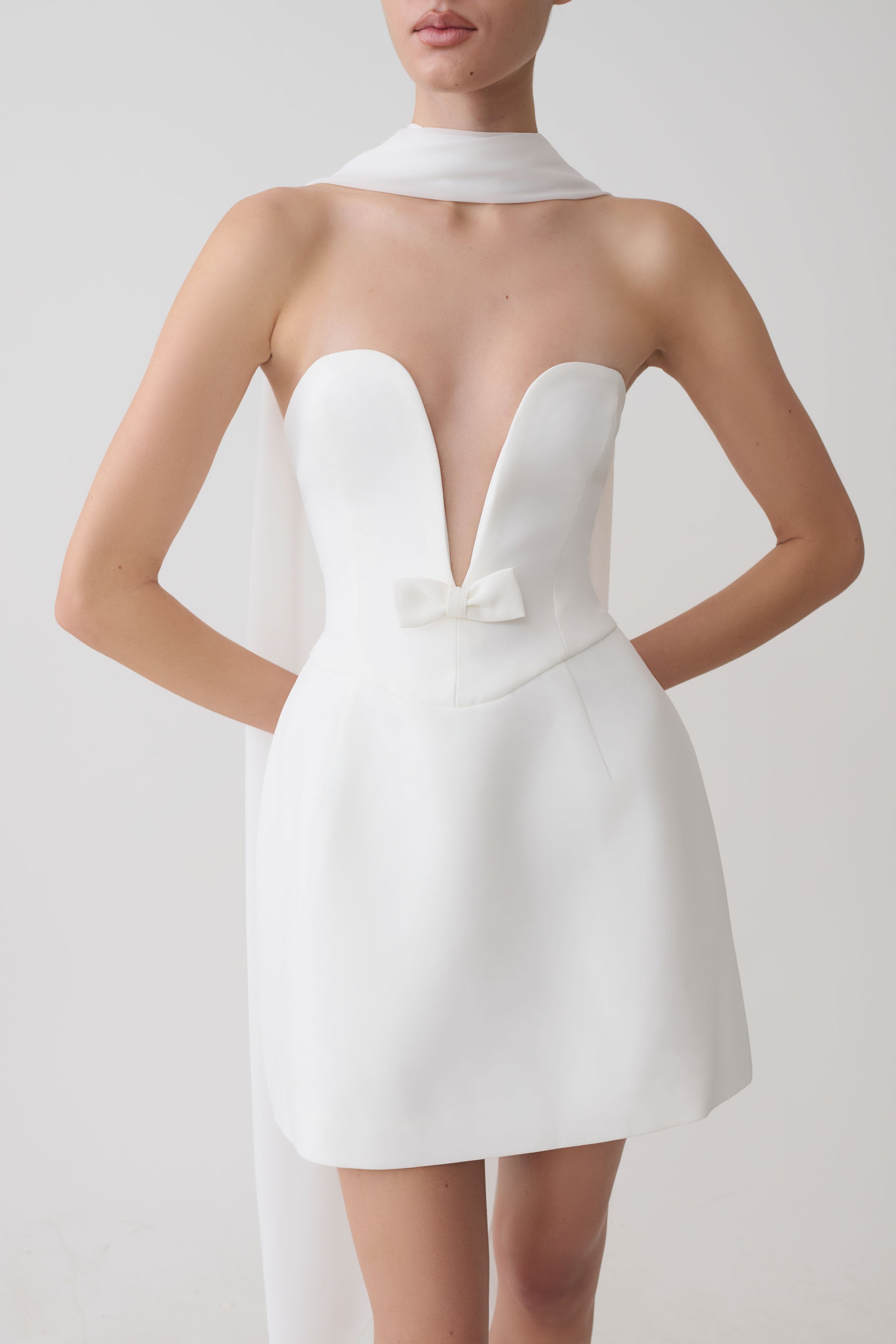 Orellia Strapless Suiting Mini Dress - Ivory #7