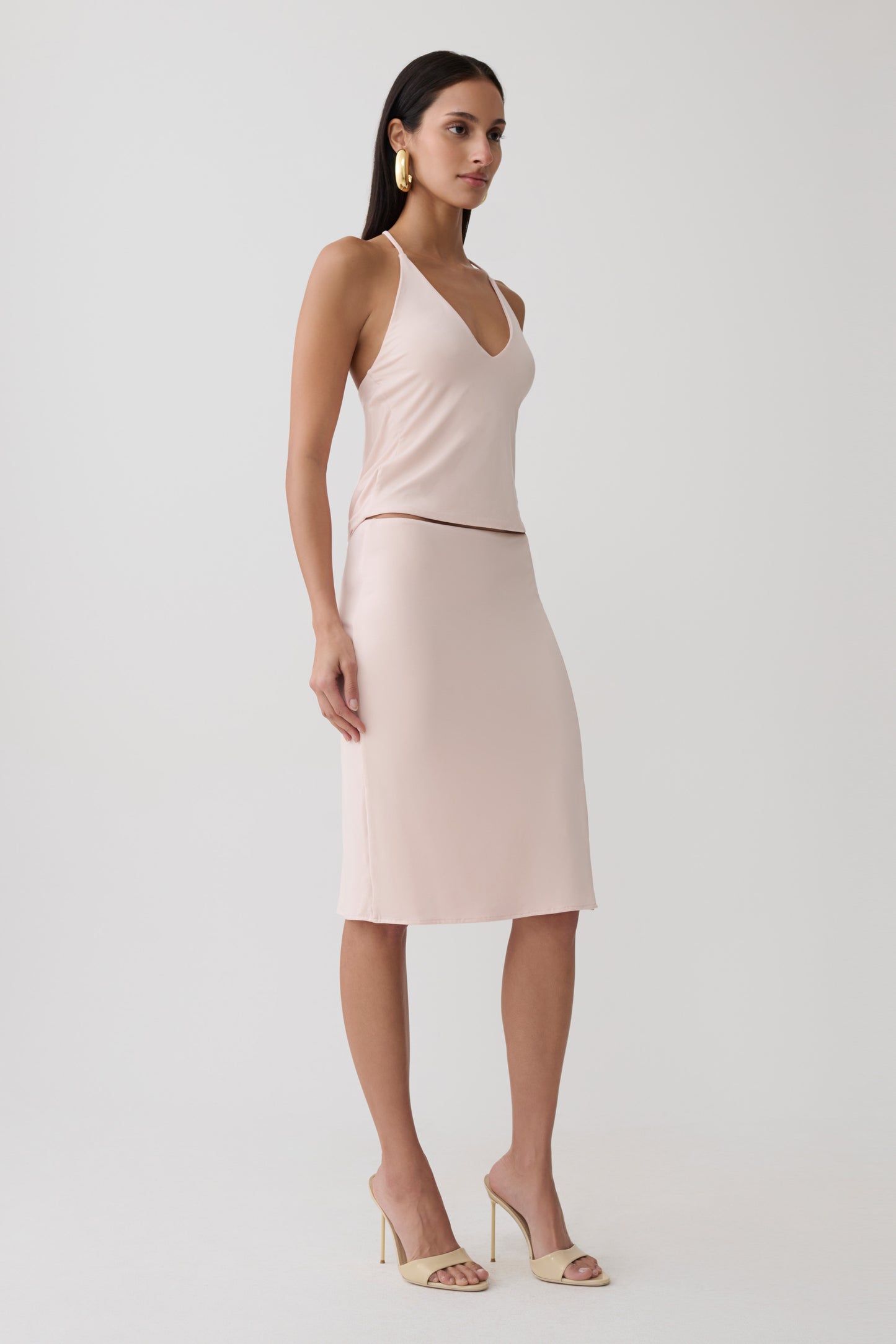 Fenn Peached Jersey Draped Back Top - Muted Pink