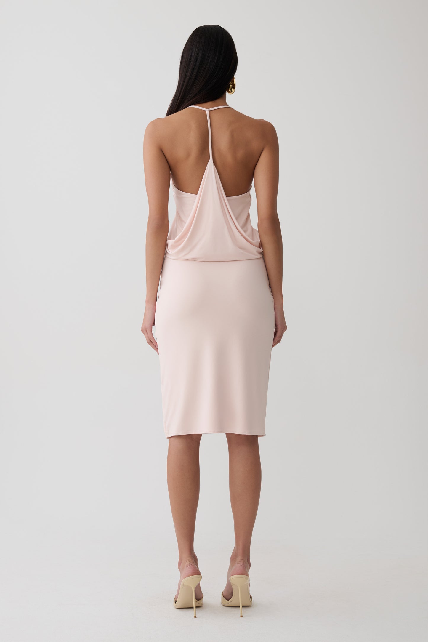 Fenn Peached Jersey Draped Back Top - Muted Pink
