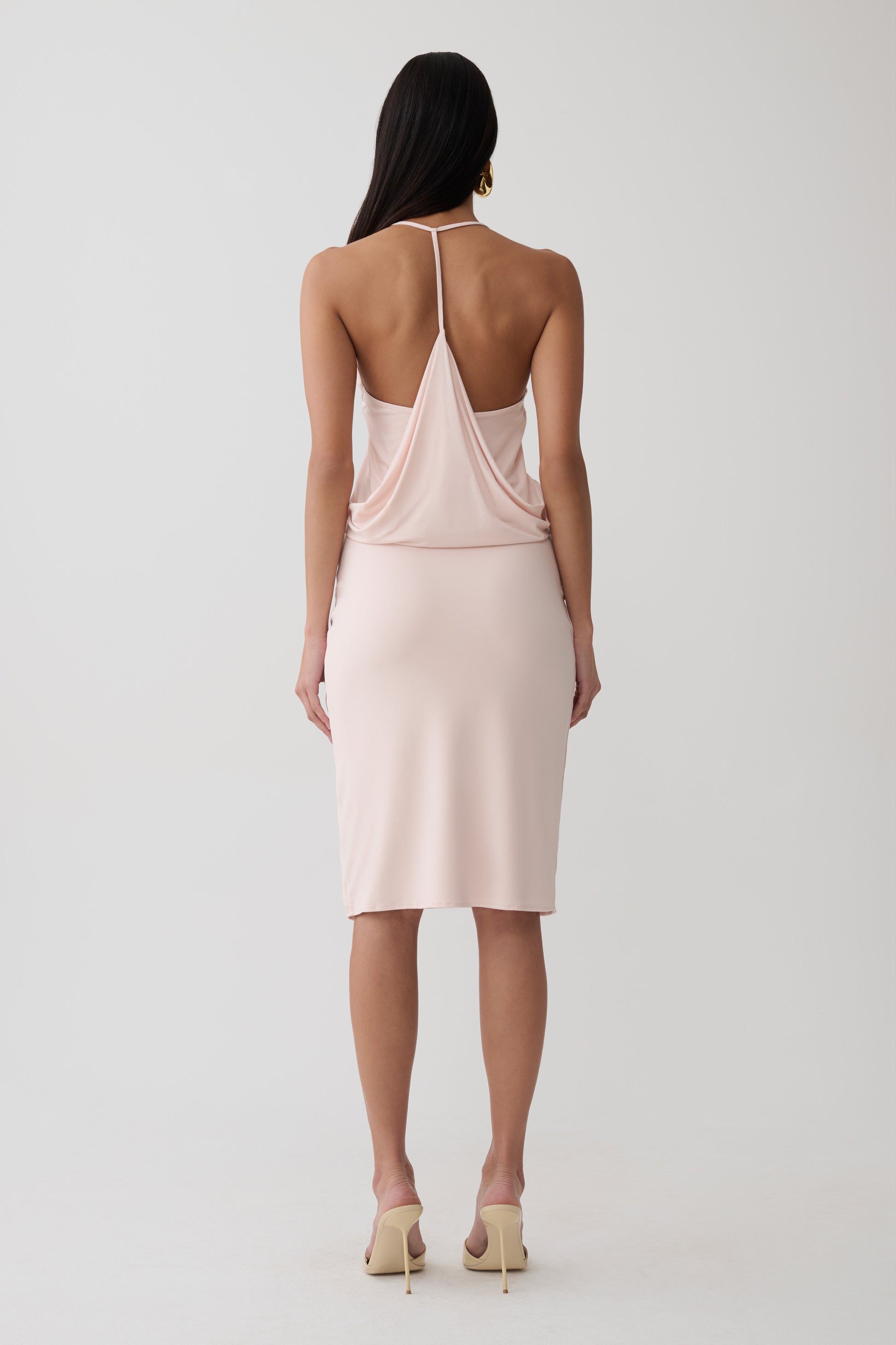 Fenn Peached Jersey Draped Back Top - Muted Pink #5