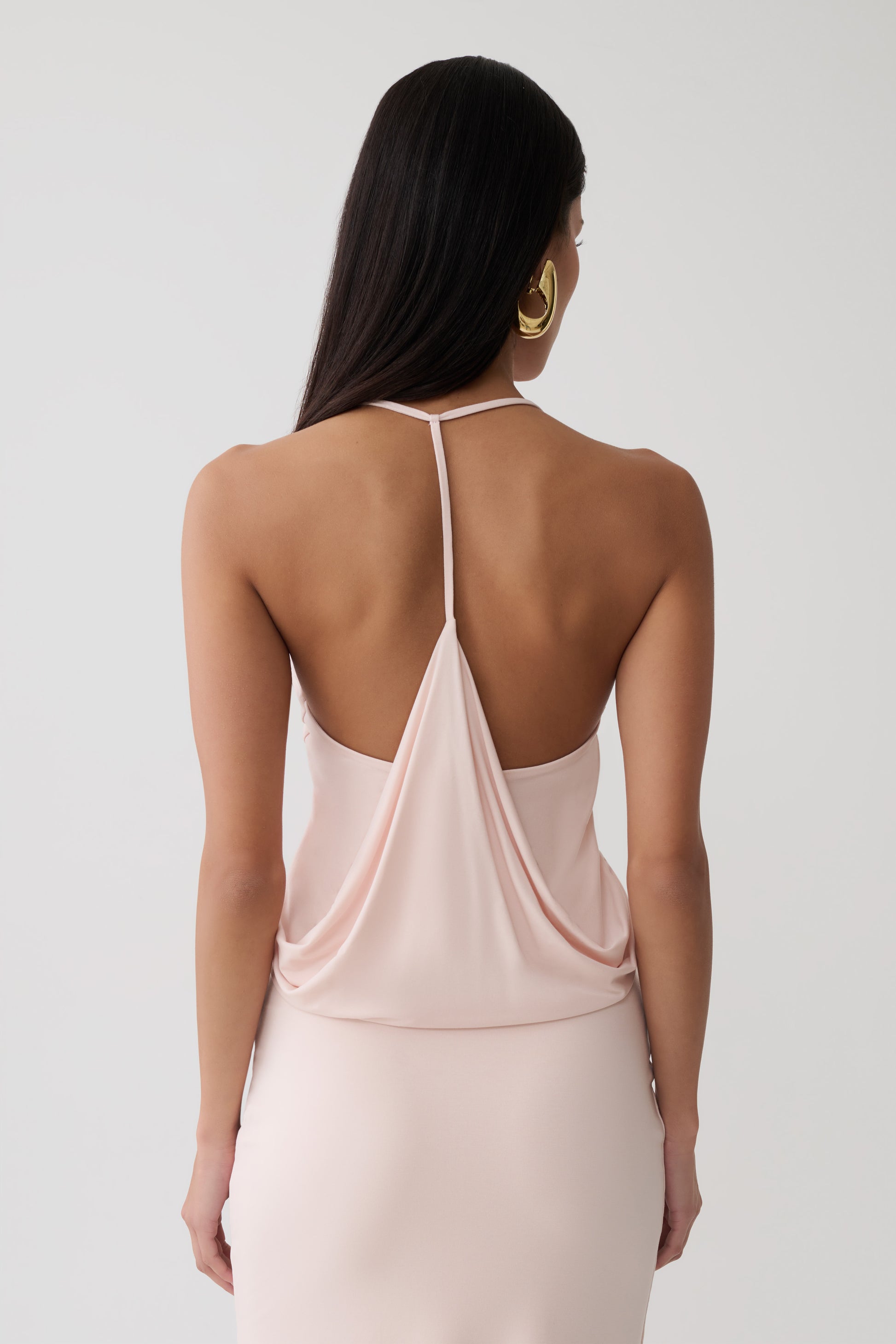 Fenn Peached Jersey Draped Back Top - Muted Pink #2