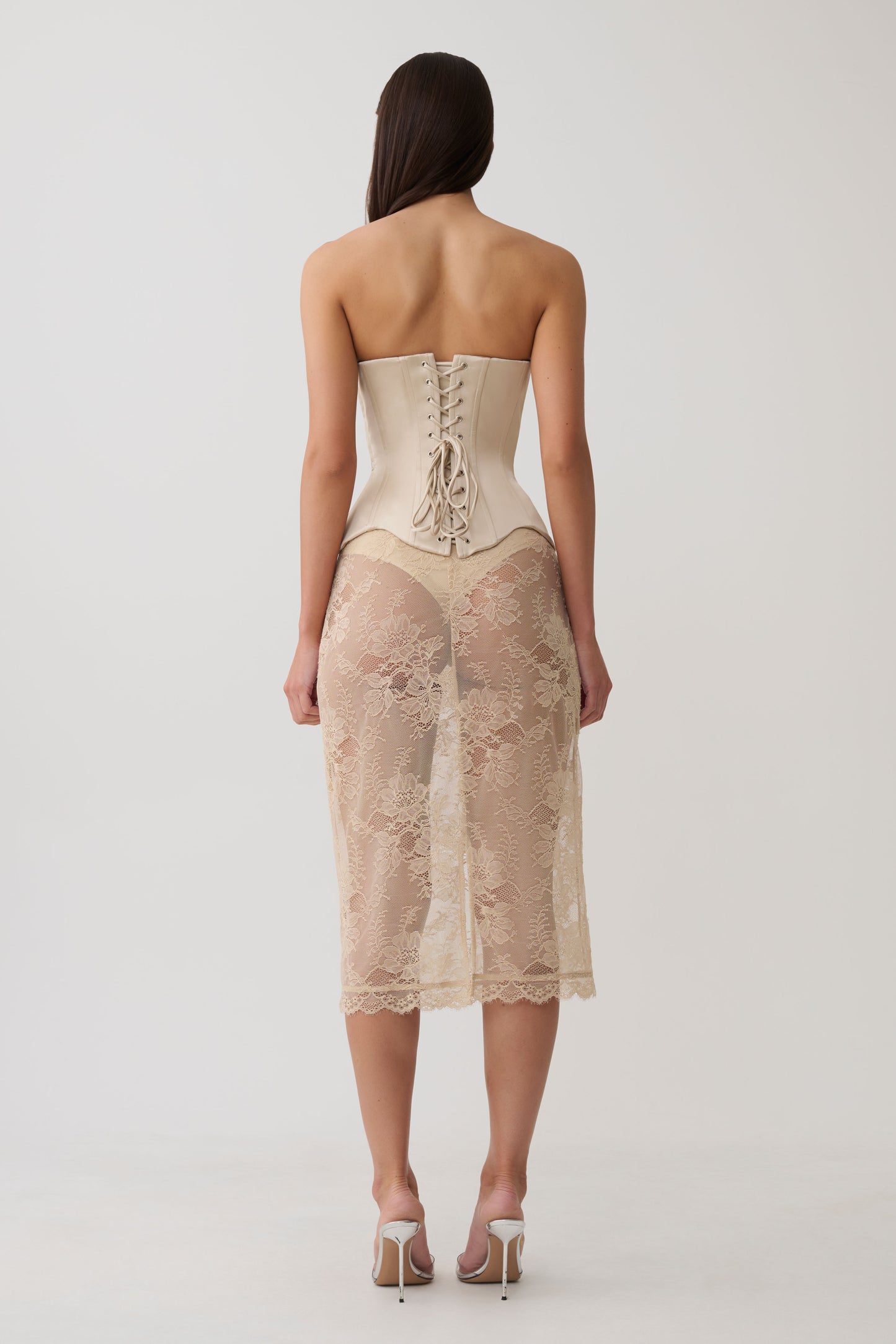 Nicolla Satin Strapless Corset - Blush Rose Gold