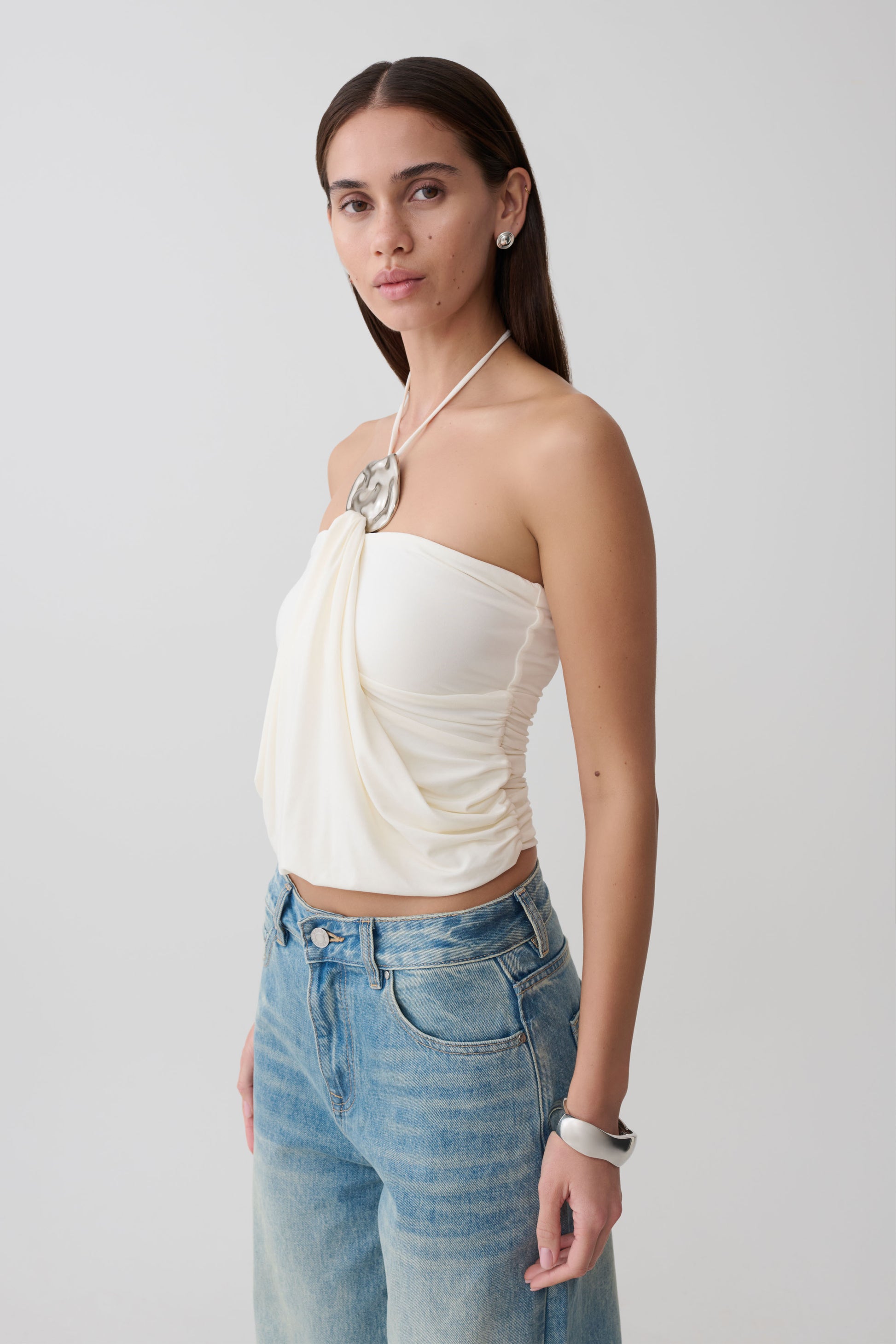 Sade Halter Top With Hardware - Ivory #5