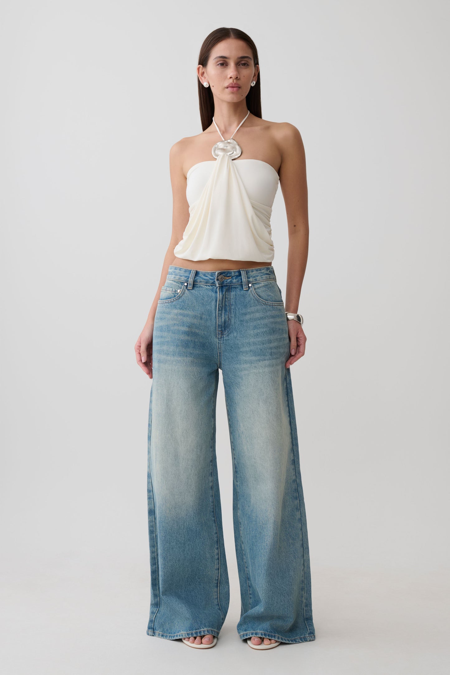 Sade Halter Top With Hardware - Ivory