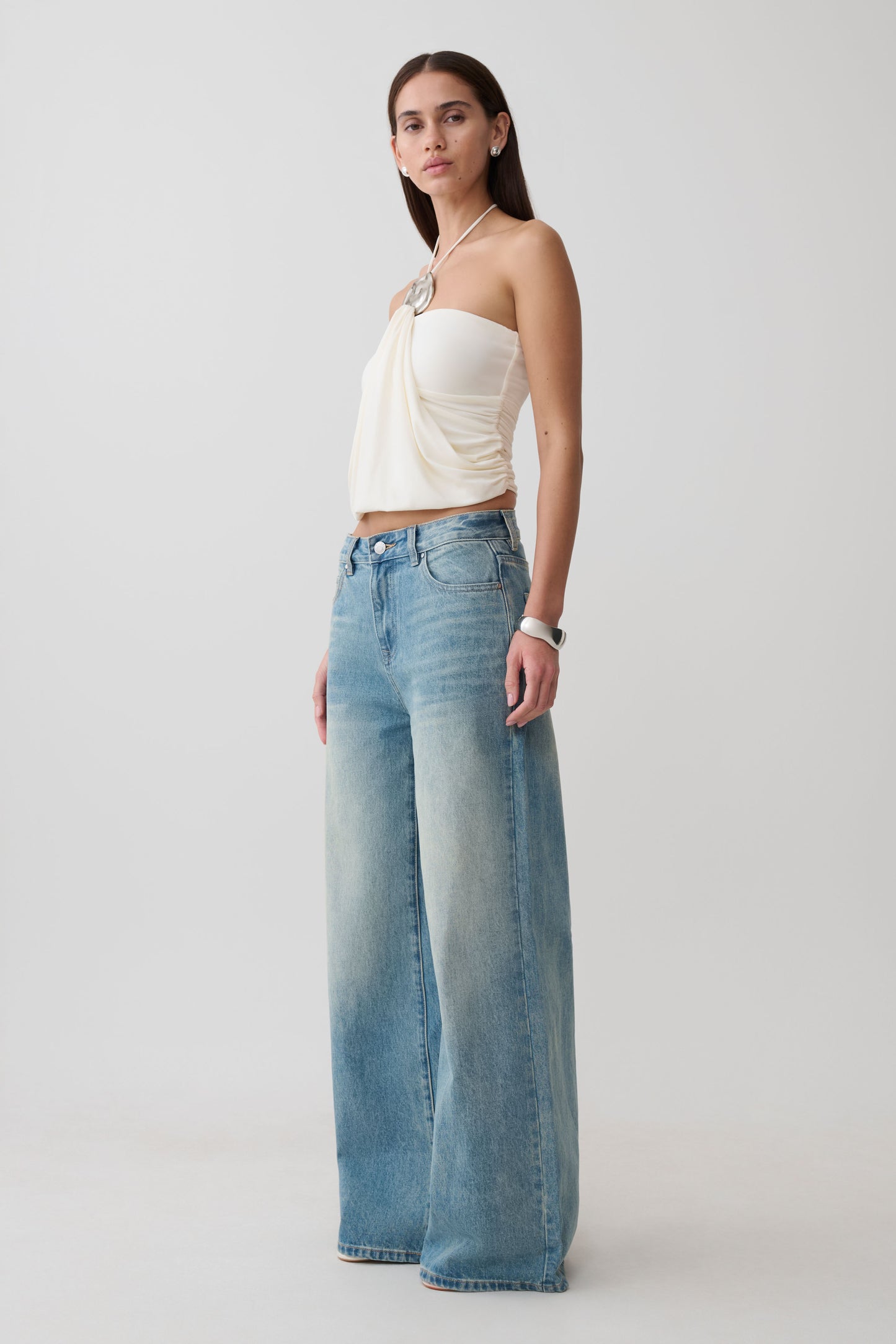 Sade Halter Top With Hardware - Ivory