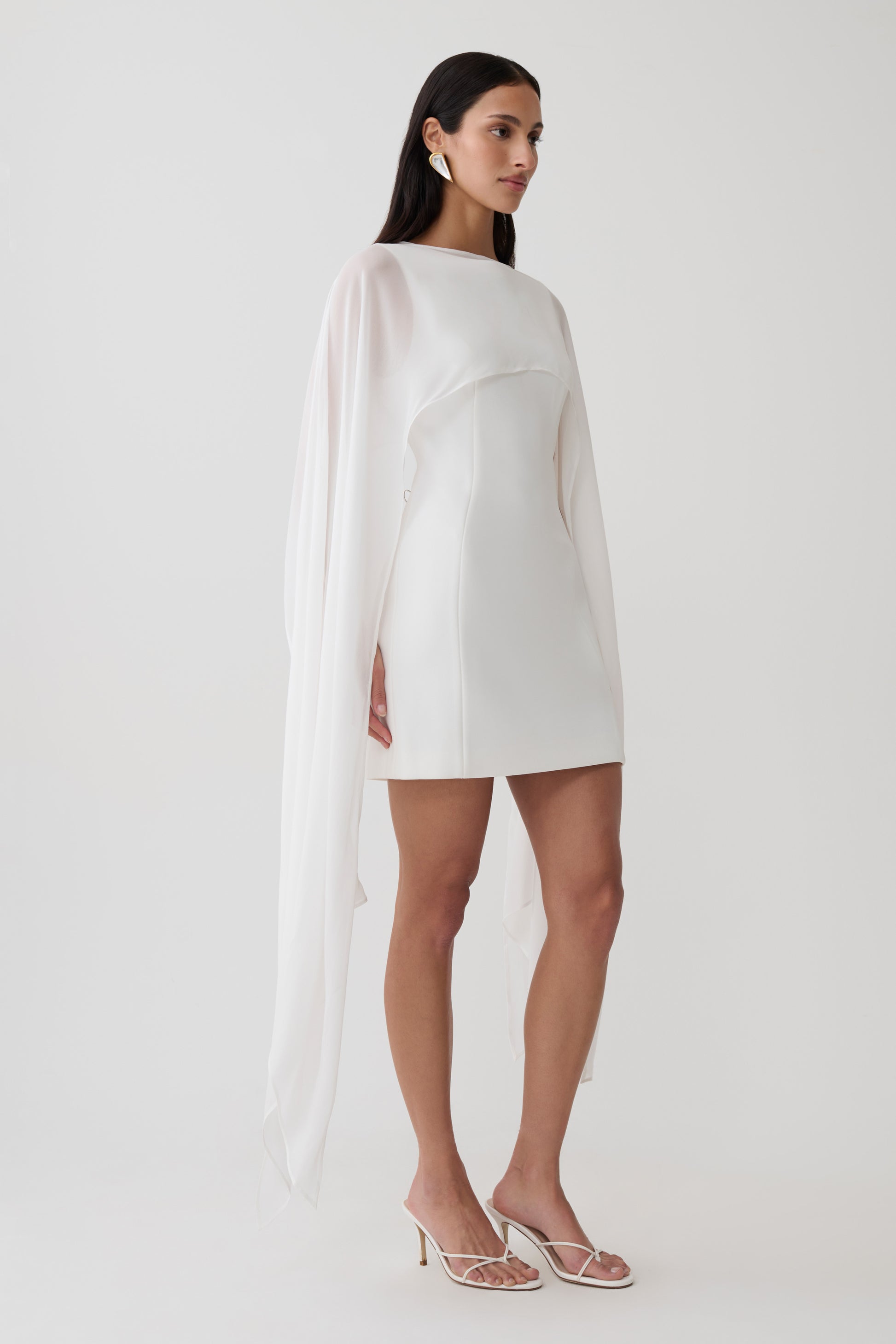Triana Chiffon Overlay Mini Dress - White #4