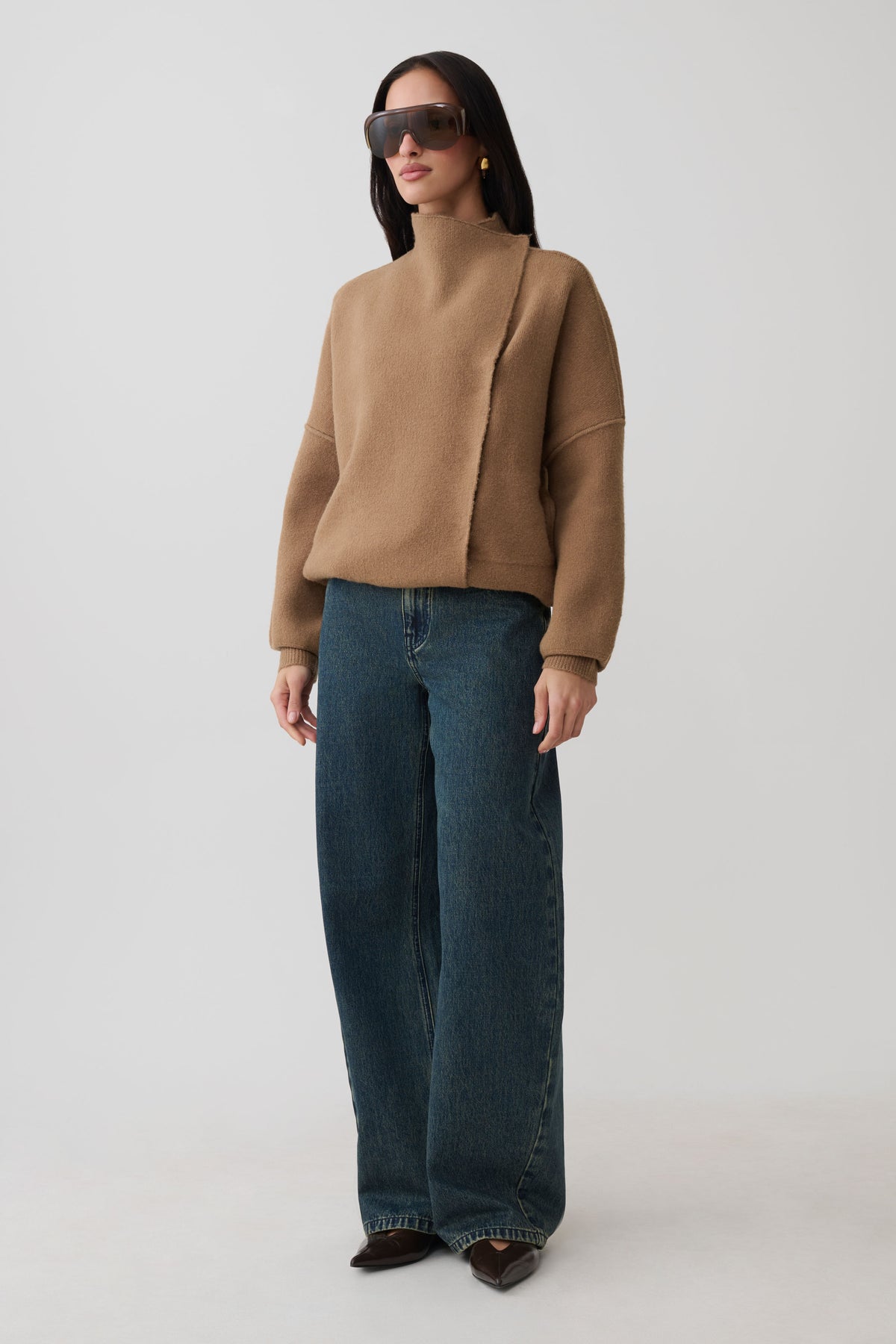Brittany Blouson Knit Cardigan - Camel
