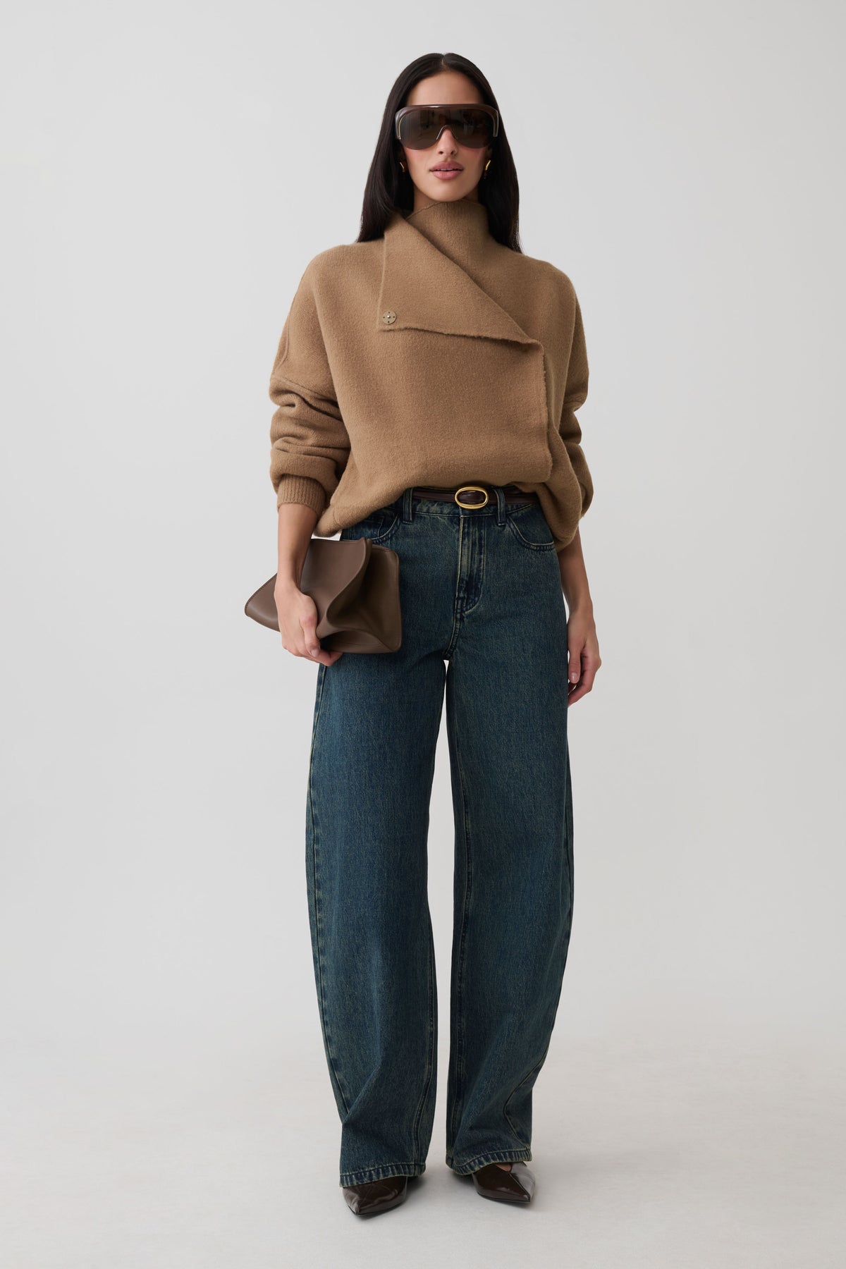 Brittany Blouson Knit Cardigan - Camel