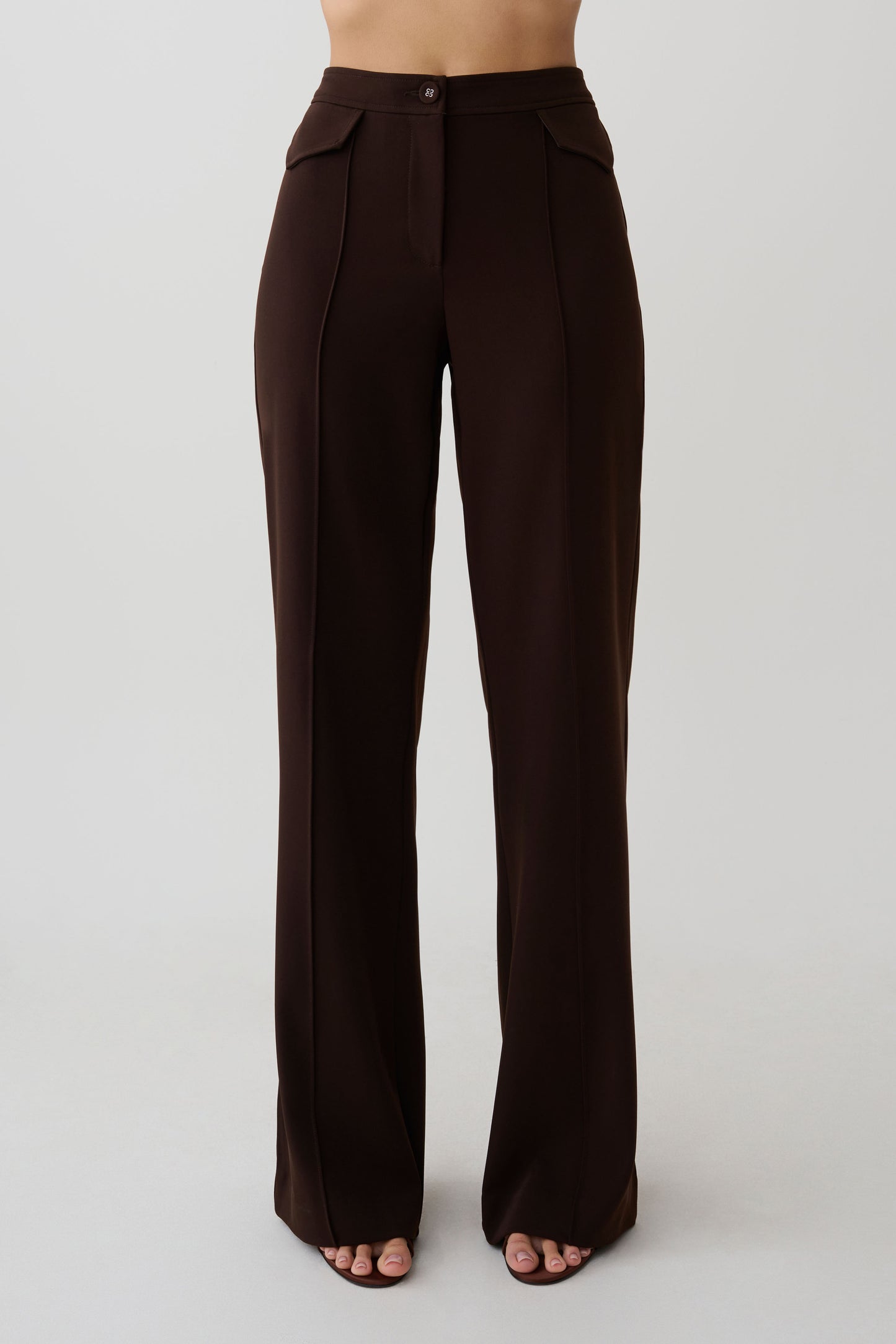 Darcie Fit And Flare Suiting Pants - Dark Chocolate