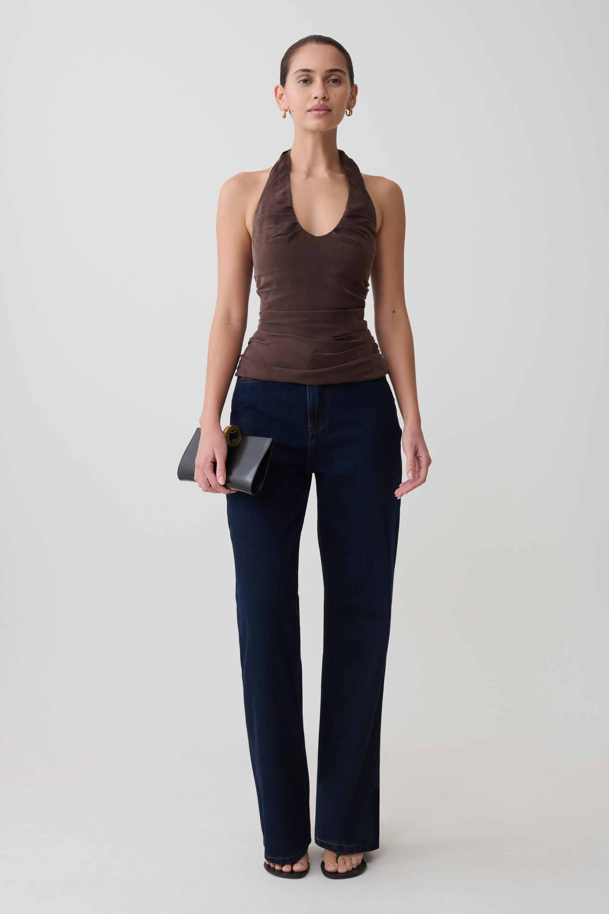 Daniela Ruched Halter Top - Dark Chocolate #7