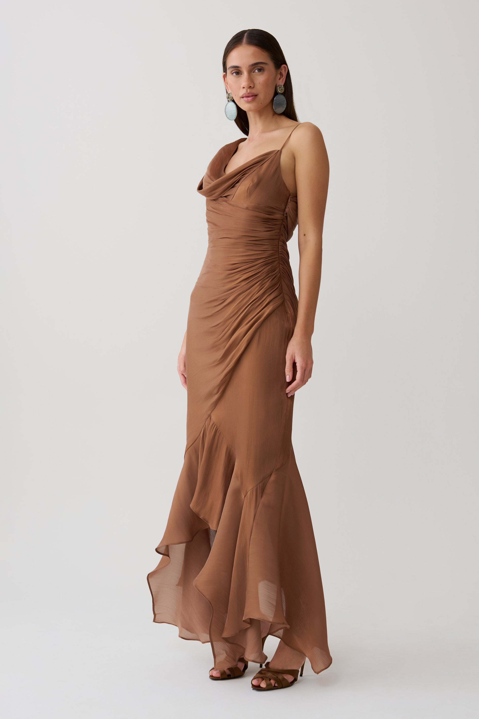 Edith Draped Maxi Dress - Cognac #5