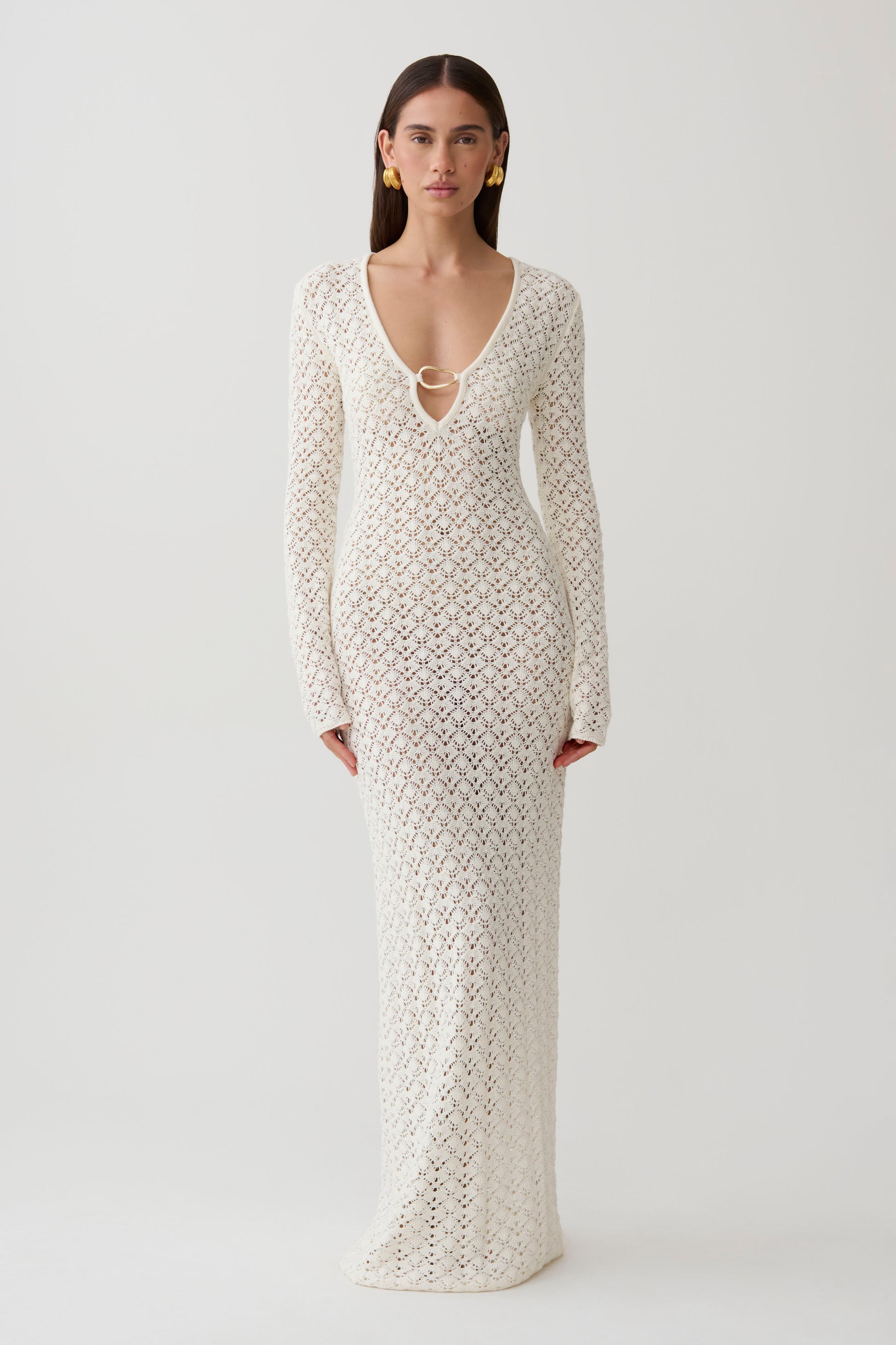 Jamaya Crochet Knit Maxi Dress - Ivory #5