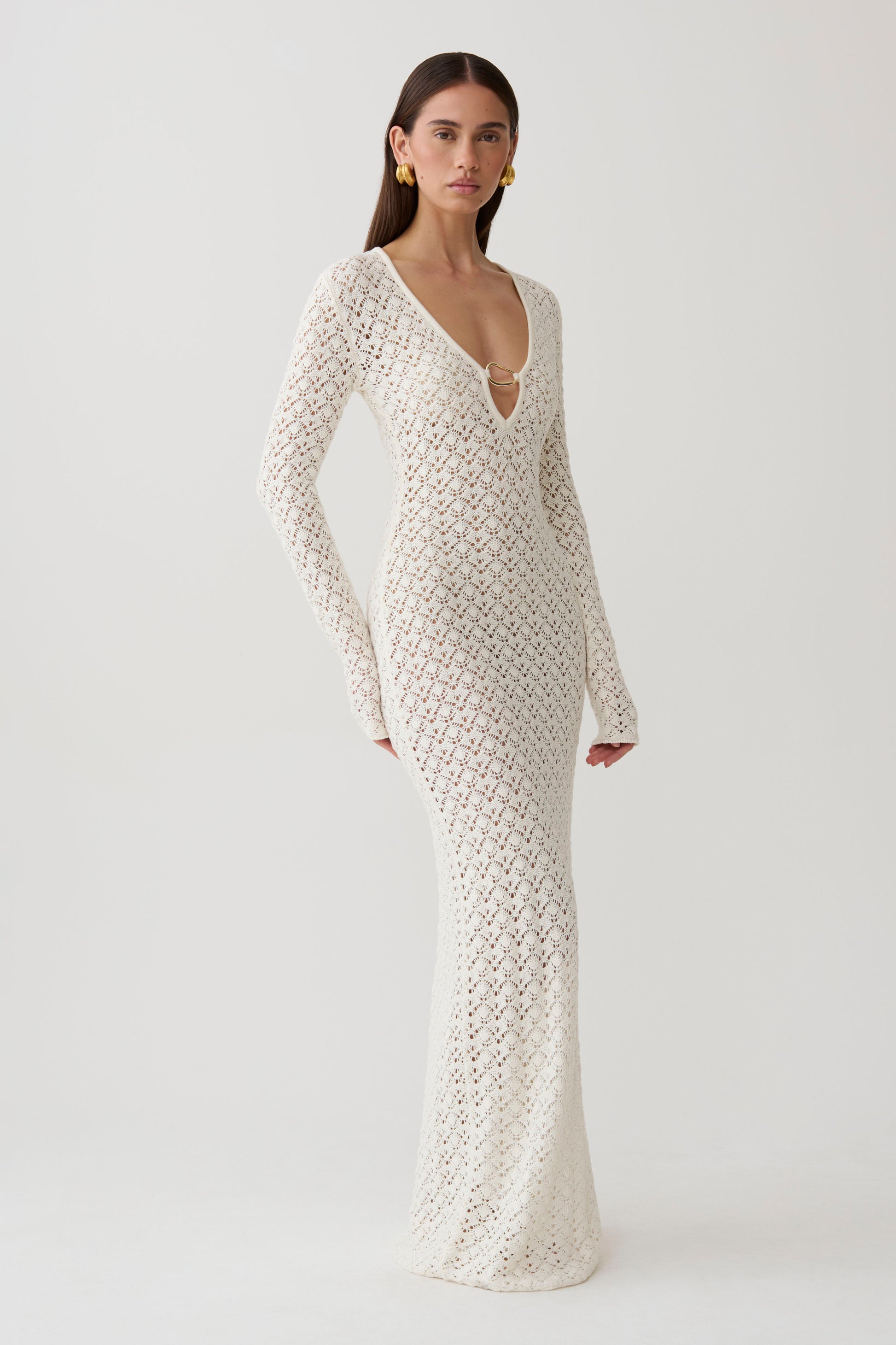 Jamaya Crochet Knit Maxi Dress - Ivory #4