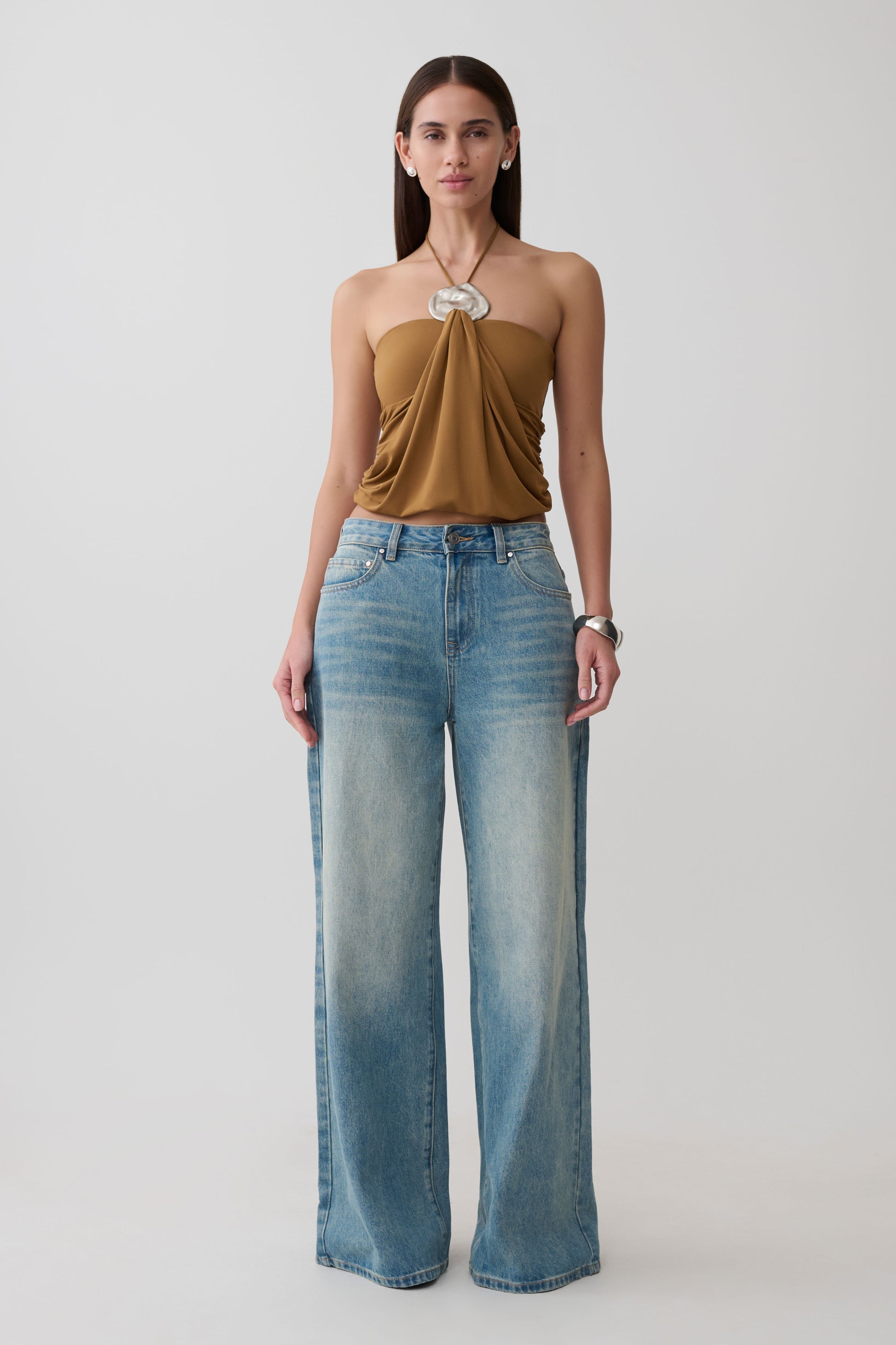Sade Halter Top With Hardware - Caramel #7