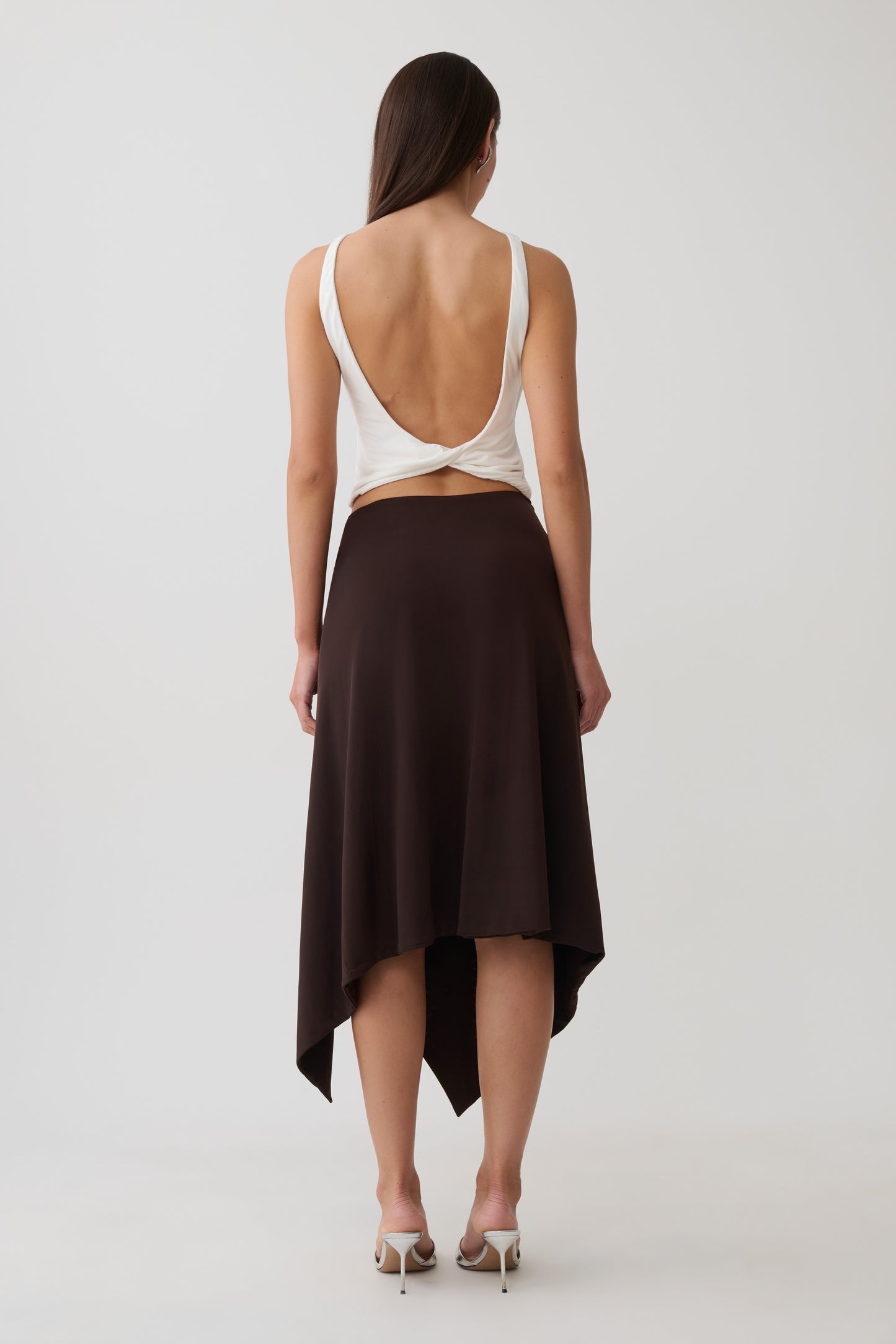 Sault Hankie Midi Skirt with Hardware - Dark Chocolate