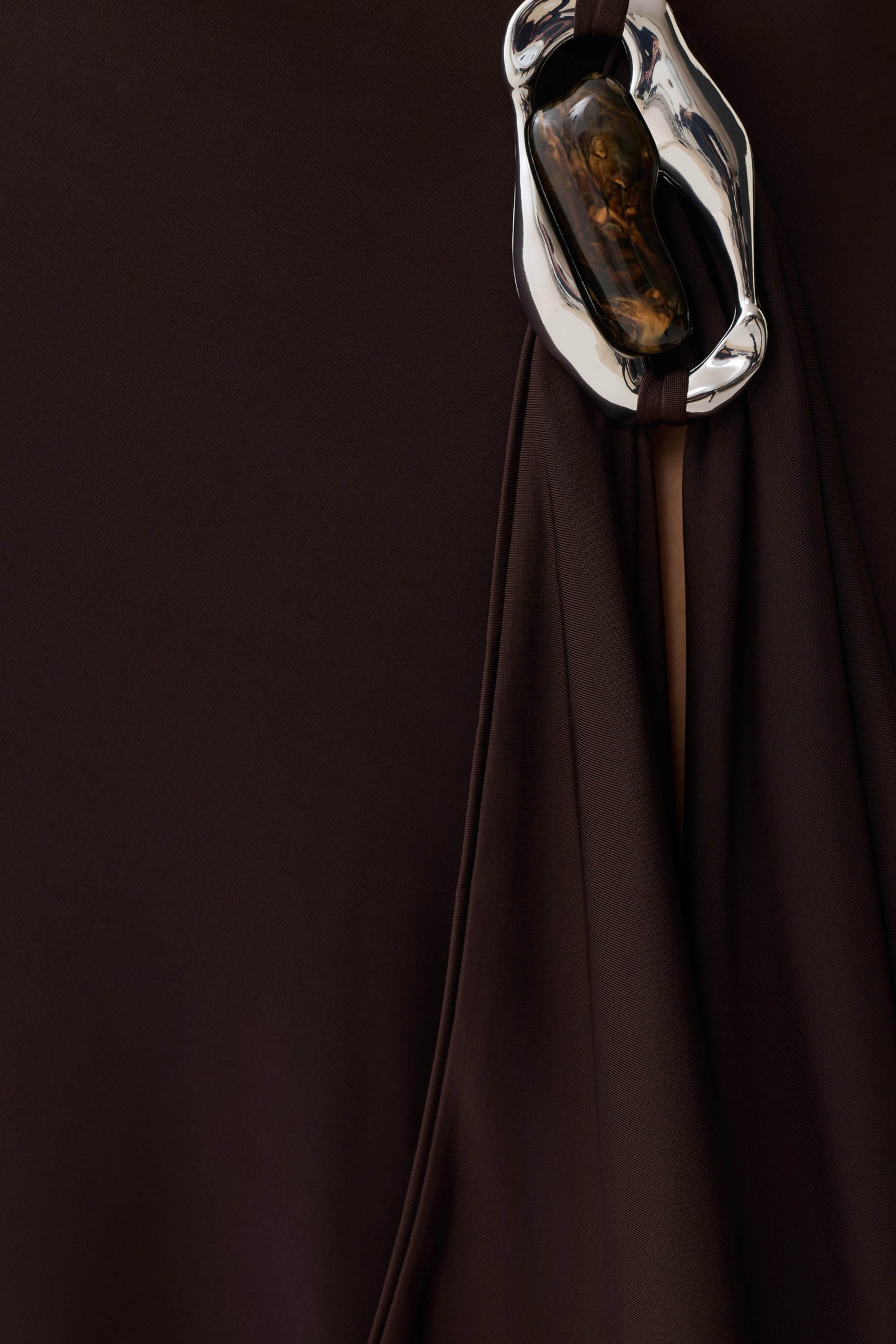 Sault Hankie Midi Skirt with Hardware - Dark Chocolate