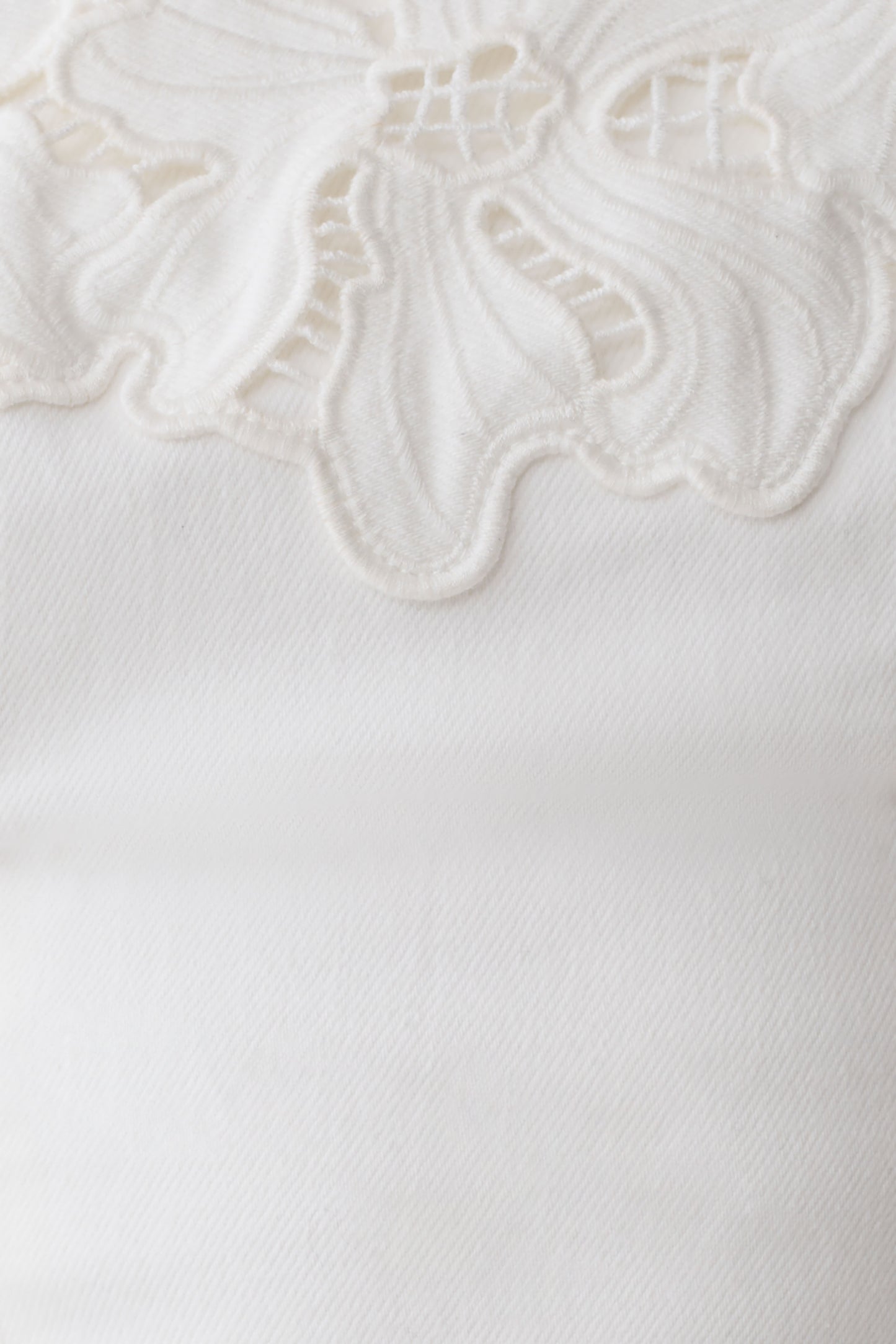 Tillie Flower Embroidery Strapless Denim Top - White