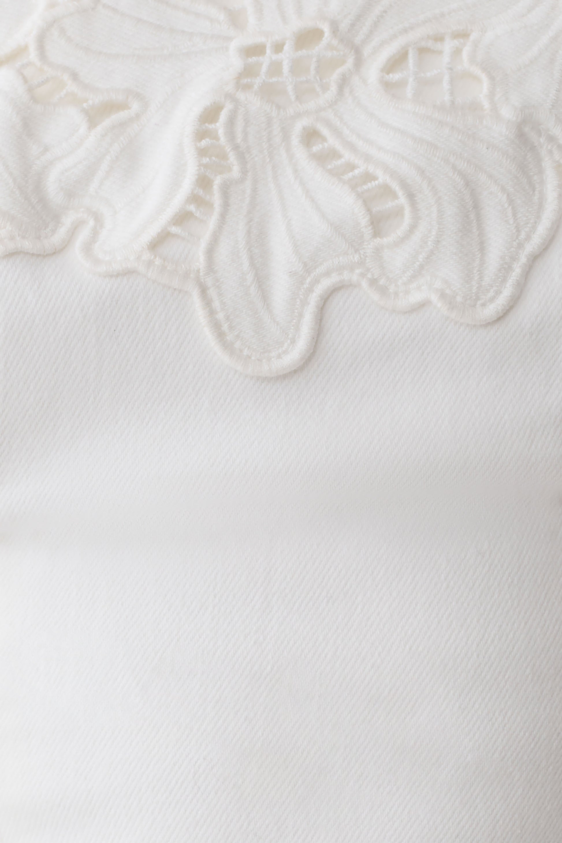 Tillie Flower Embroidery Strapless Denim Top - White #6