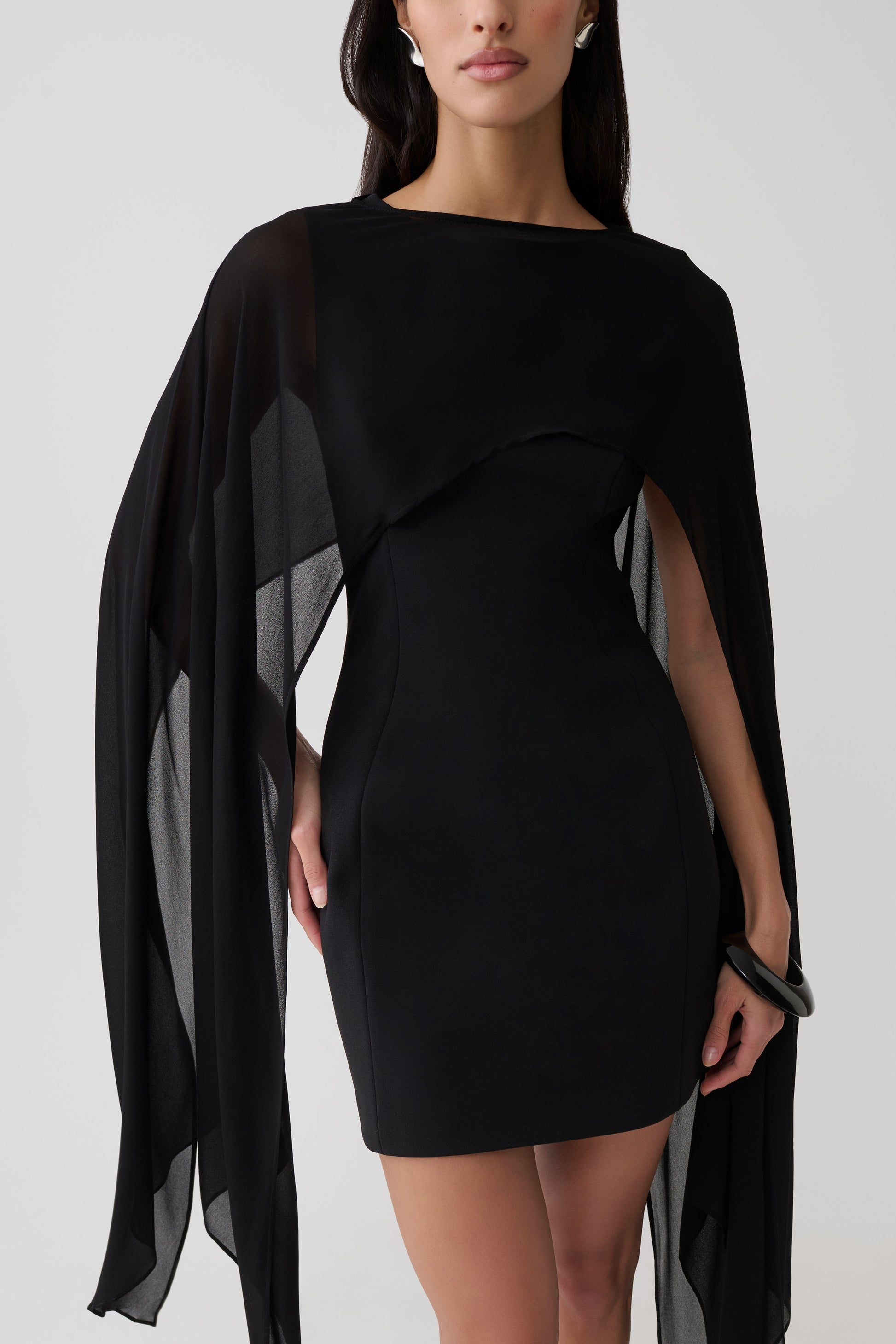 Triana Chiffon Overlay Mini Dress - Black #7